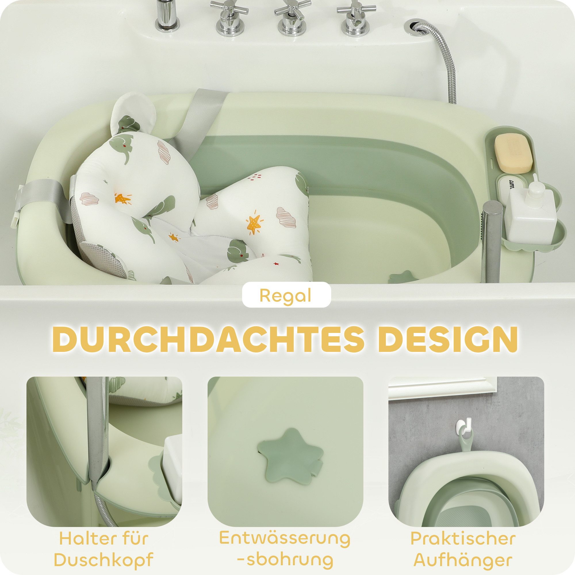 BlingBin Babybadewanne Baby Badewanne Faltbare Babybadewanne mit Badekissen günstig online kaufen