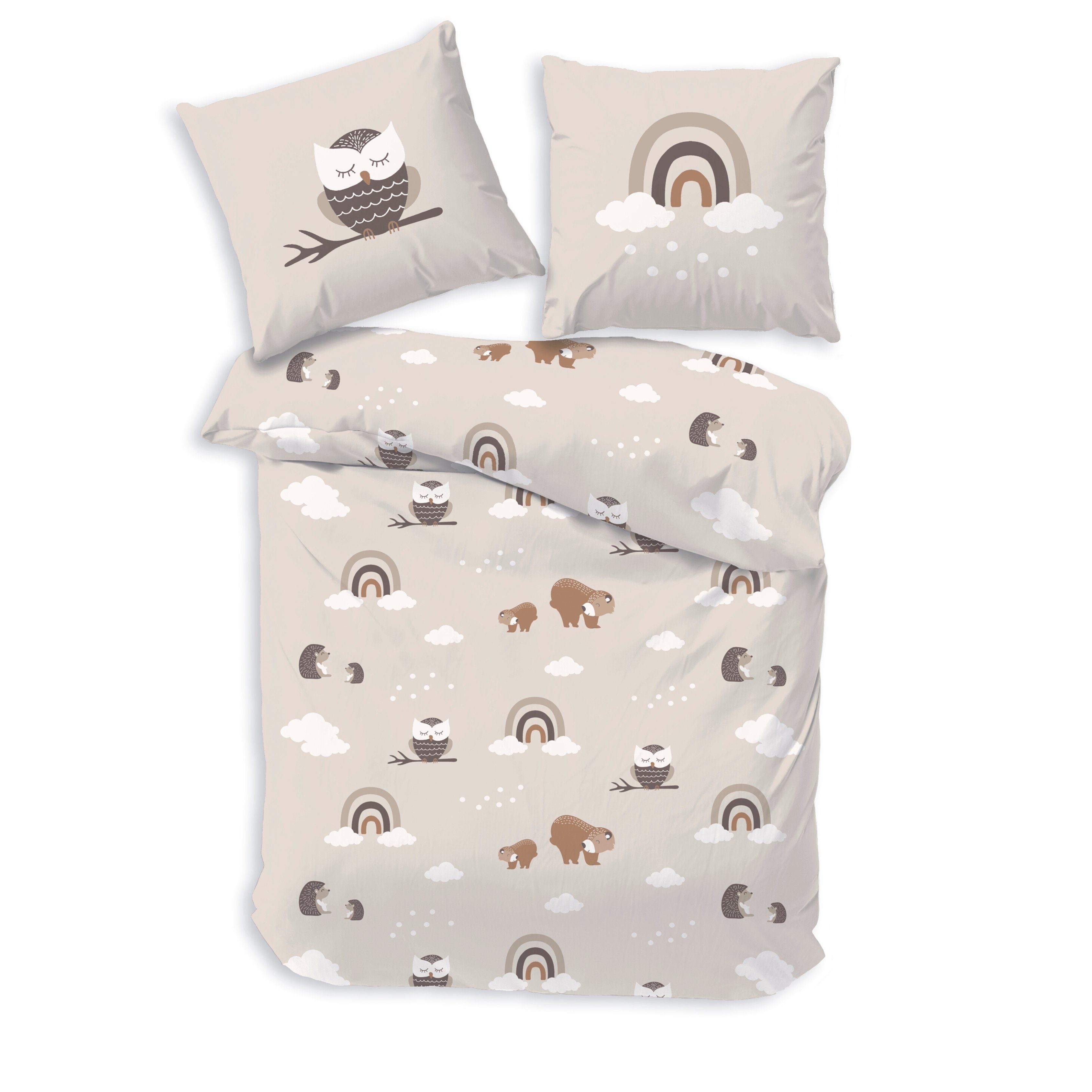 MTOnlinehandel Bettwäsche Eule Waldtiere 135x200 + günstig online kaufen