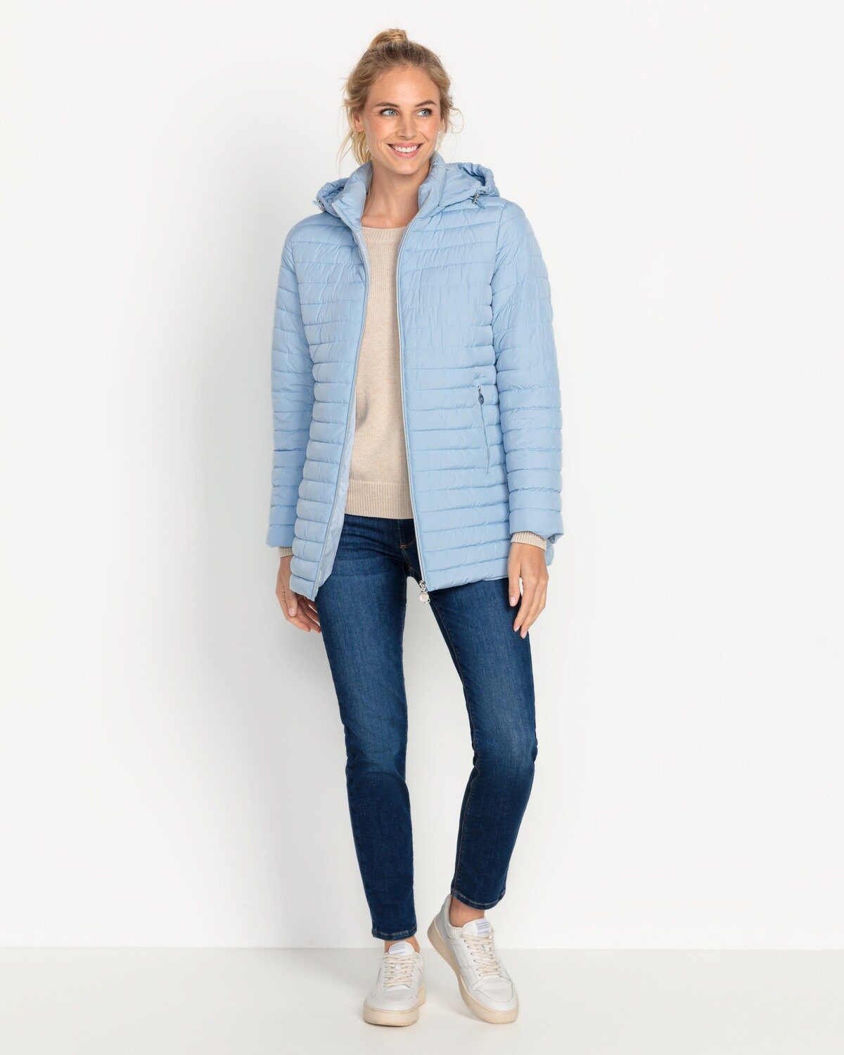 Clarina Steppjacke Lange Steppjacke mit Kapuze