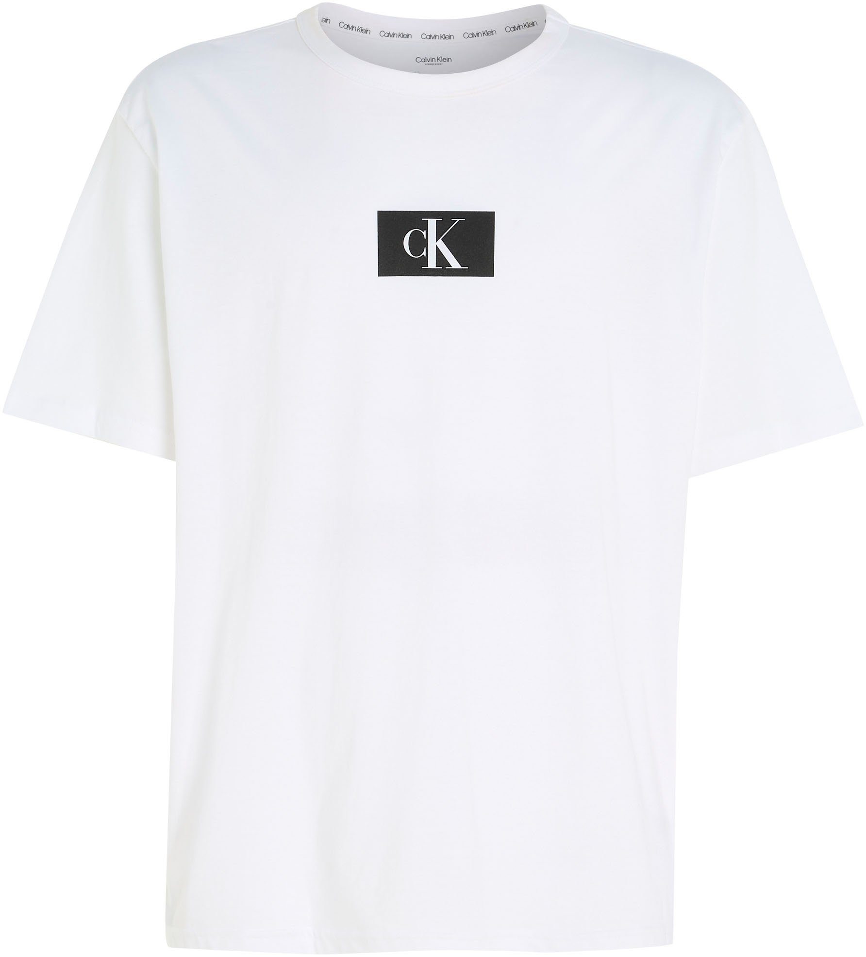 Logodruck Underwear T-Shirt CREW Klein der S/S Brust NECK WHITE mit auf Calvin