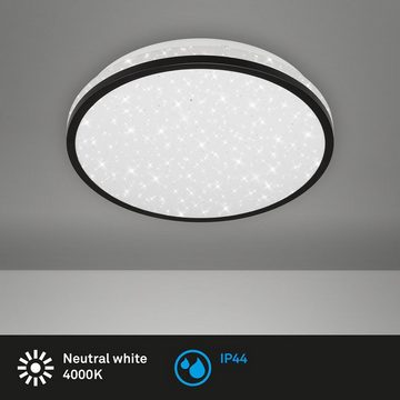 Briloner Leuchten LED Deckenleuchte 3403-015, LED fest verbaut, Neutralweiß, Badezimmer, Sternenhimmeleffekt, IP44, schwarz, 28 cm