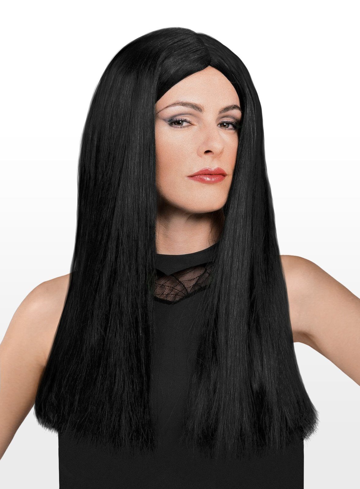 Rubie´s Kostüm-Perücke Morticia Addams - Kostüm Perücke für Fasching, Original lizenziertes “The Addams Family“ Accessoire