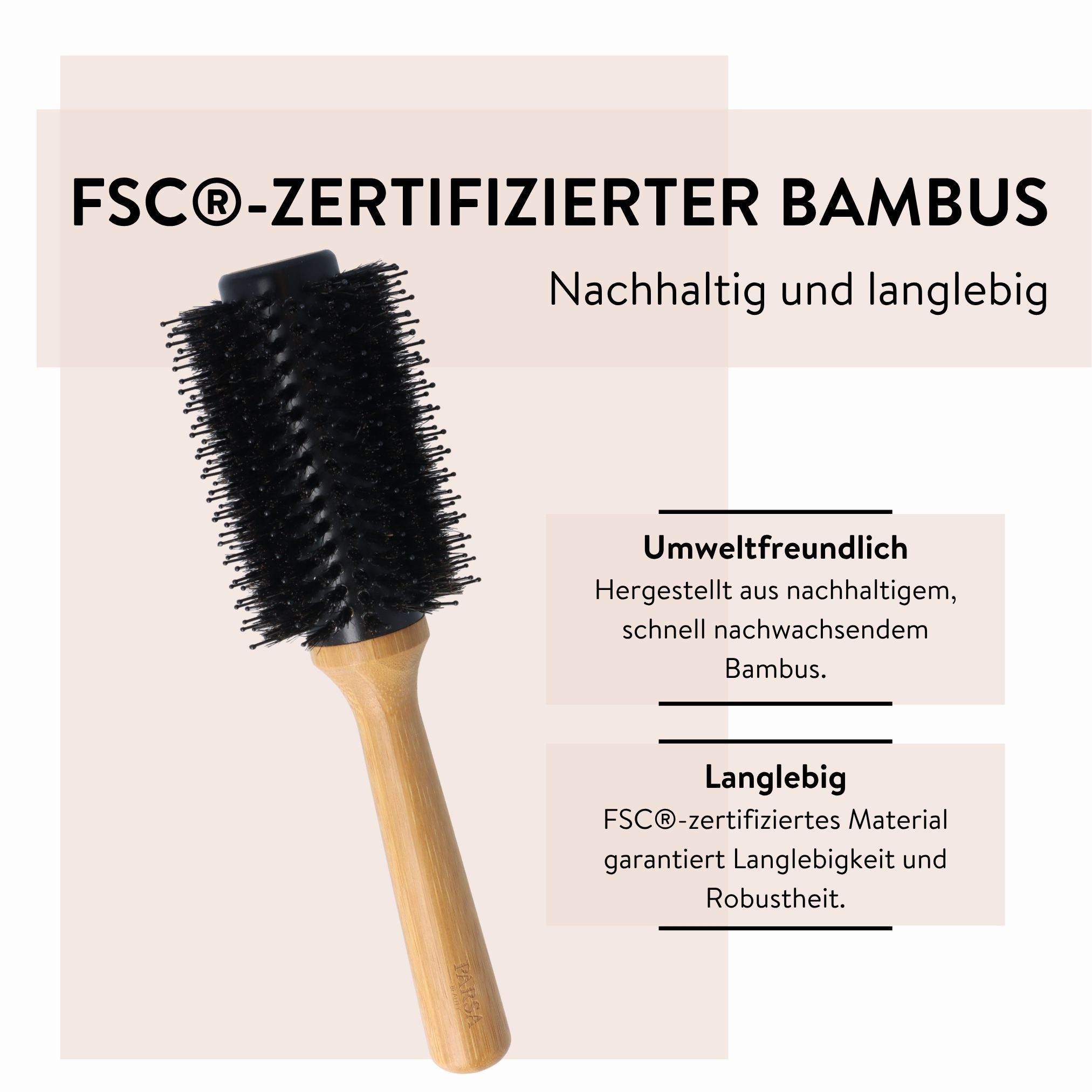 PARSA Beauty Haarbürste Eco Rundf?hnb?rste, FSC-Bambus & Keramik mit Aloe Vera Pflege