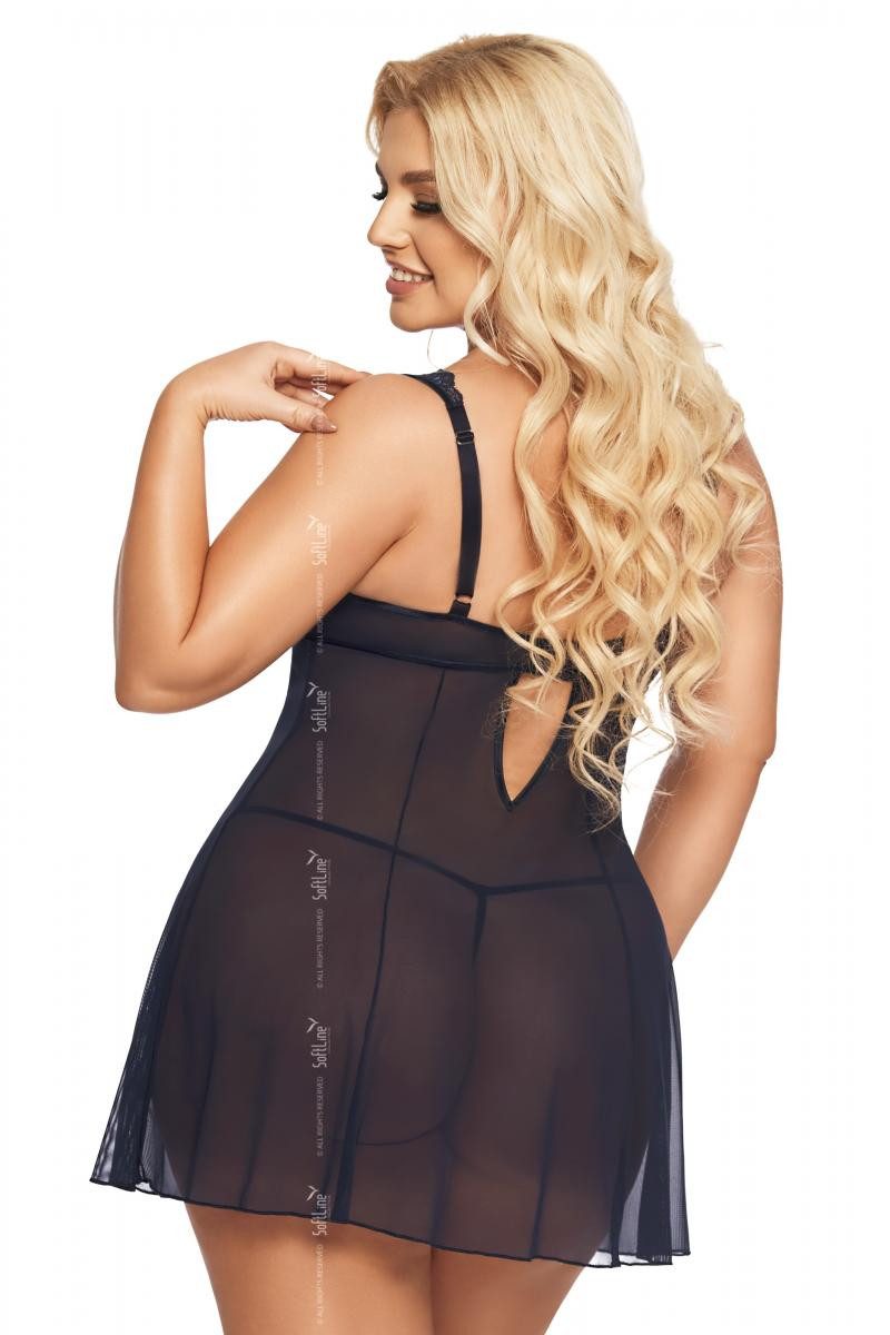 Softline Negligé Blaues XXL Dessous Chemise Plus Size Nachtkleid mit polster Cups trans