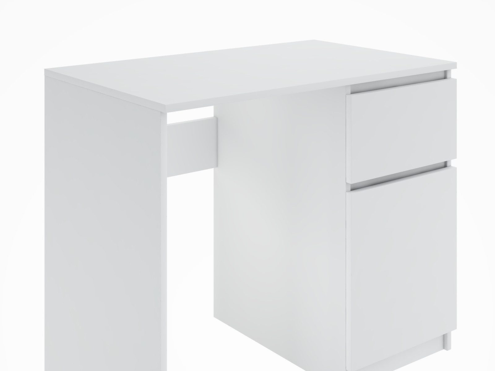 Furnify Computertisch 90 cm HERMES mit 1 Schublade & 1 Tür, Rechtsseitiger, Weiß