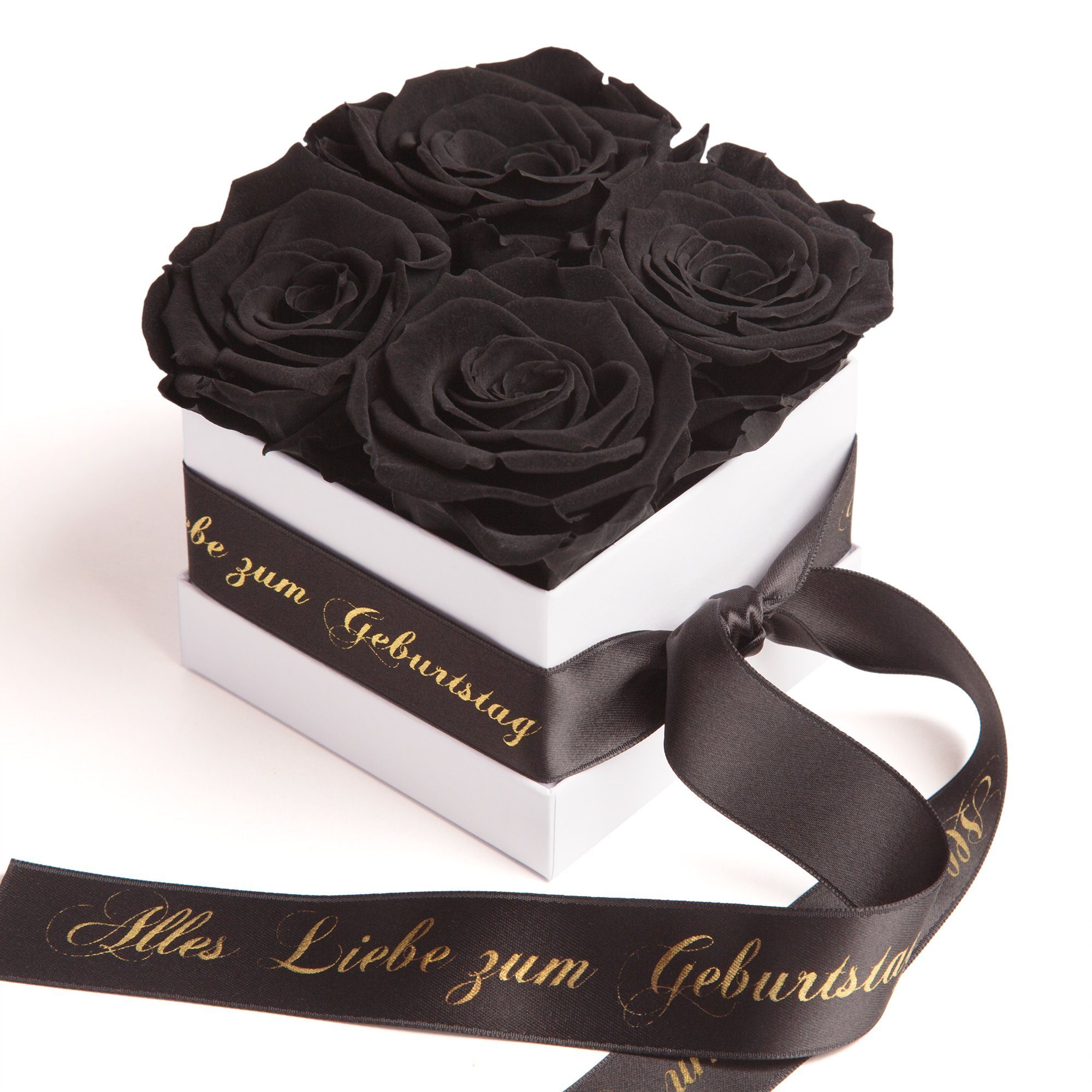 Blumen SCHULZ Dekoobjekt bis Geschenk, ROSEMARIE zu Rose Heidelberg Rosenbox Echte zum schwarz haltbar Jahre Alles Geburtstag Liebe 3 Infinity