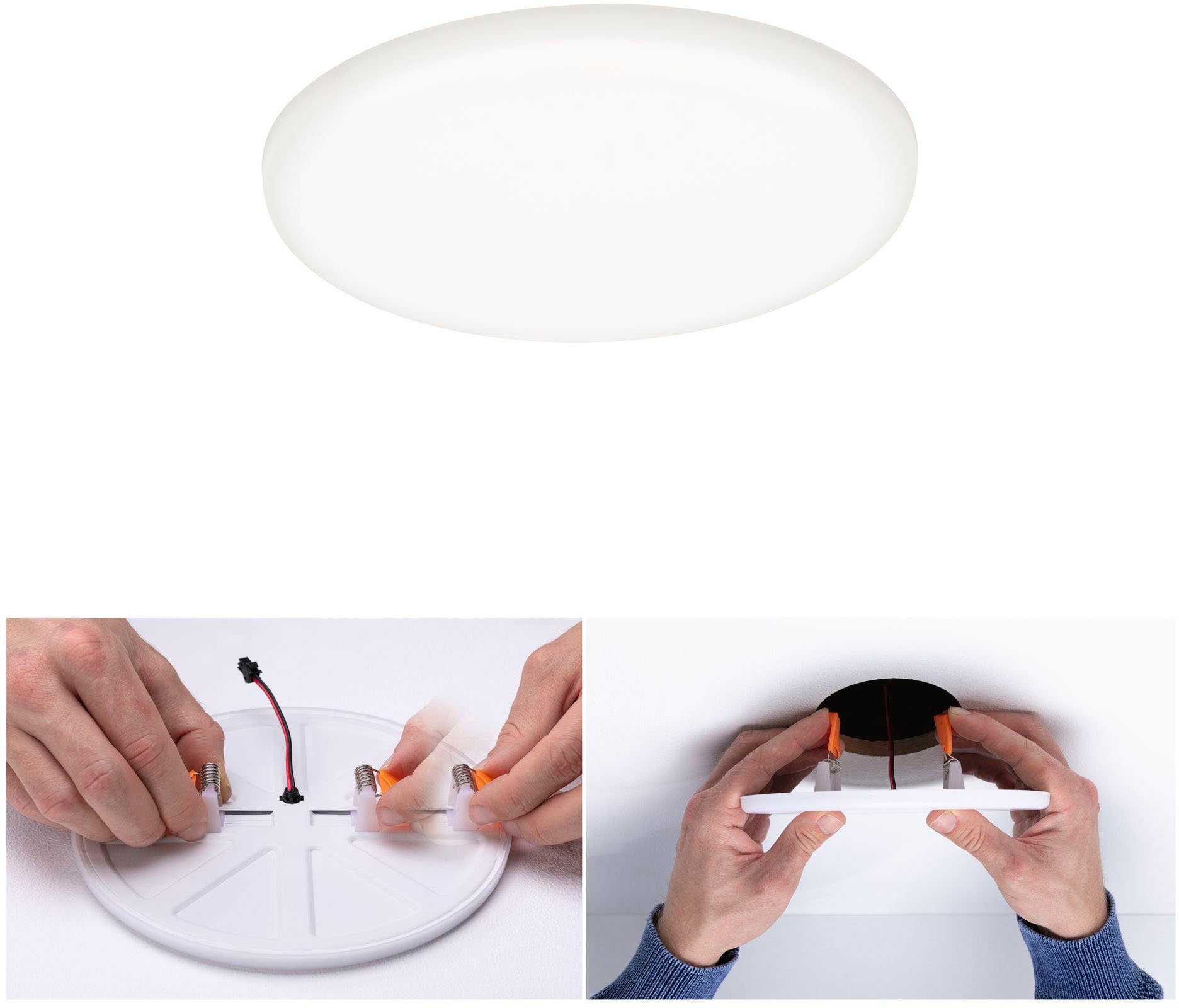 Paulmann LED Einbauleuchte LED Einbaupanel Veluna VariFit IP44 rund, 4.000K Satin, LED fest integriert, Neutralweiß, LED Einbaupanel Veluna VariFit IP44 rund, 4.000K Satin