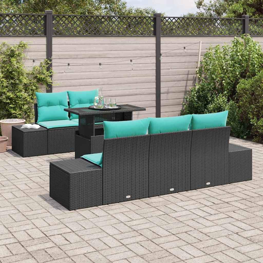 vidaXL Loungesofa Garten-Sofa-Set 6 stk. 5-Sitzanzahl Schwarz und Türkis, 6 Teile