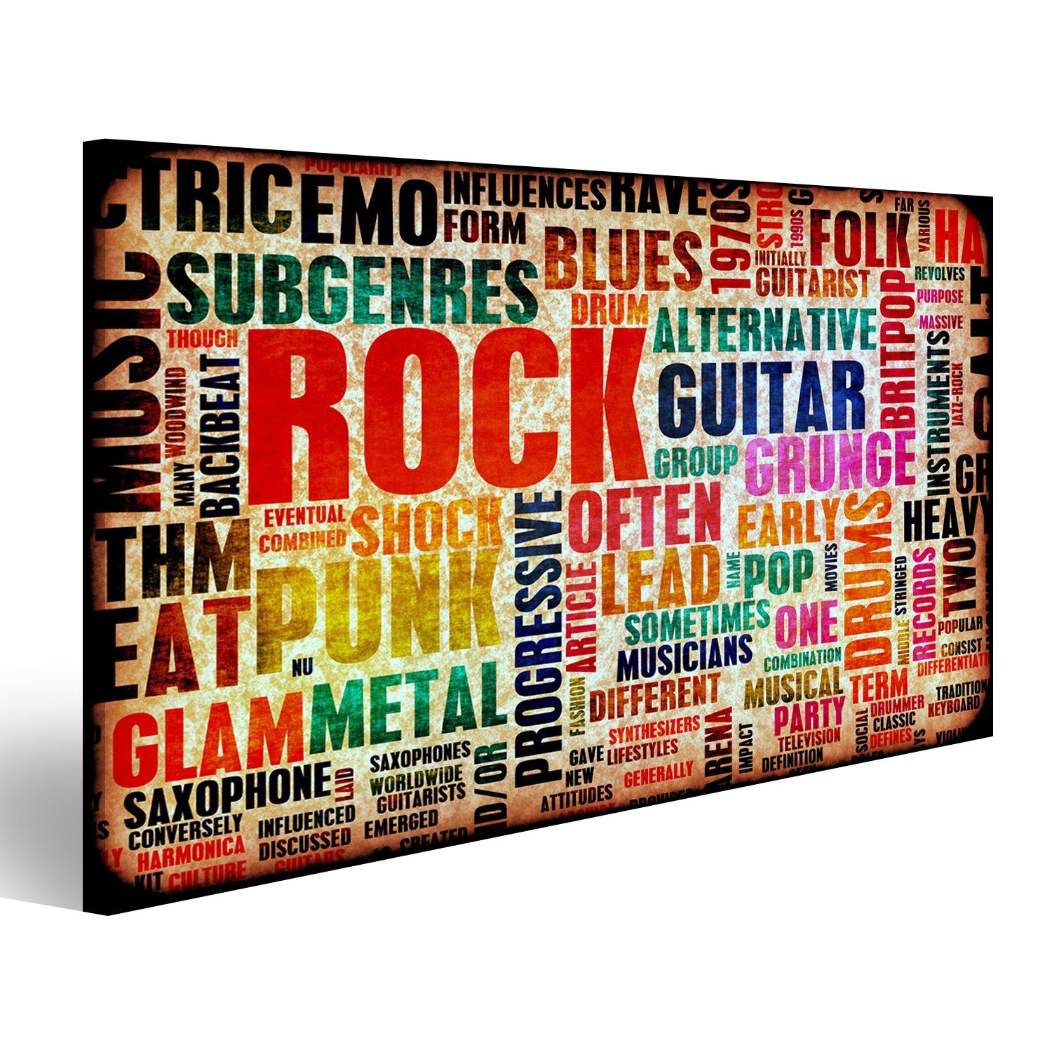 Leinwandbild Bild auf Leinwand Rock Music Plakatkunst Als Grunge Hintergrund Wandb