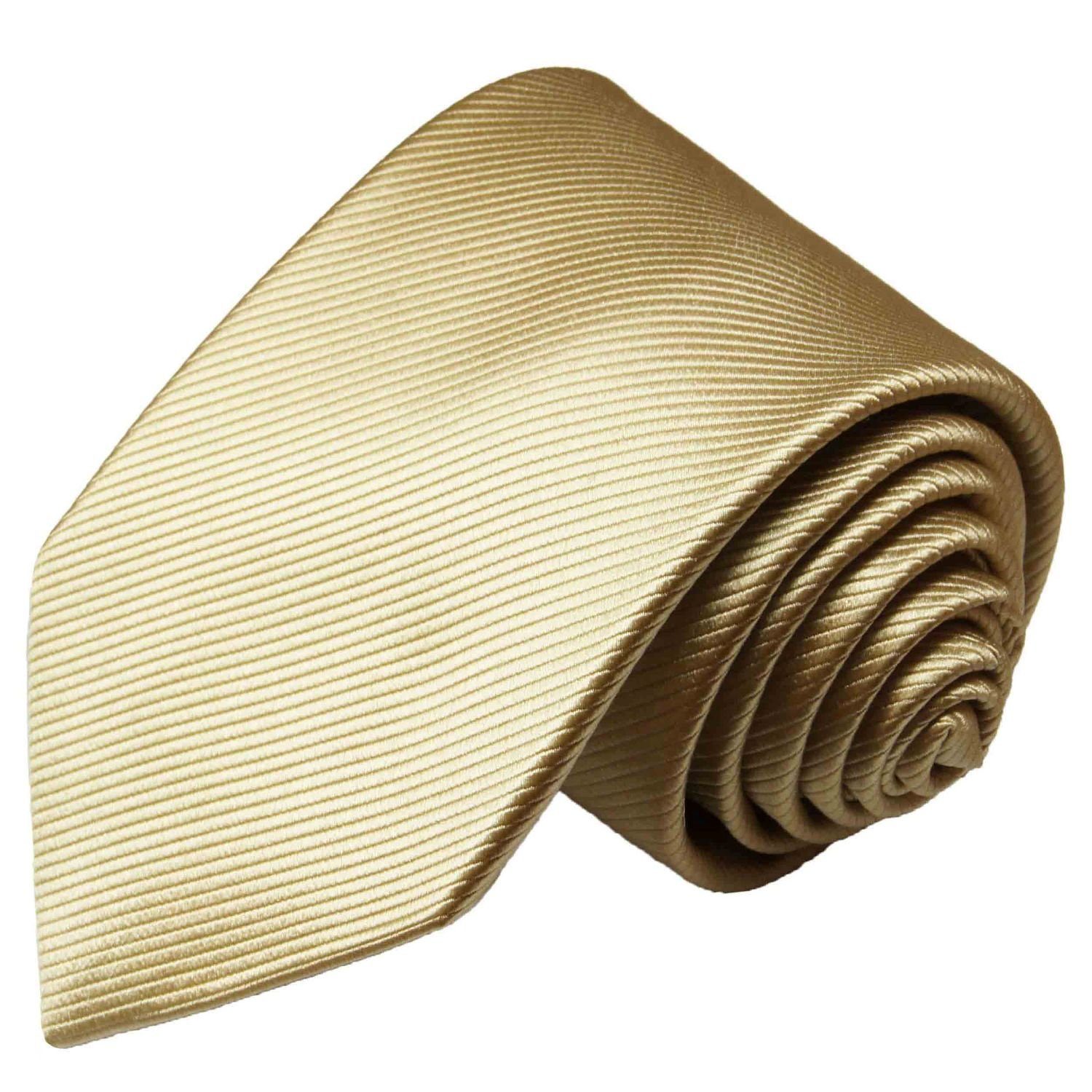 Seidenkrawatte Paul Herren 100% Breit (8cm), modern Schlips Designer uni gold 804 Malone Seide Krawatte