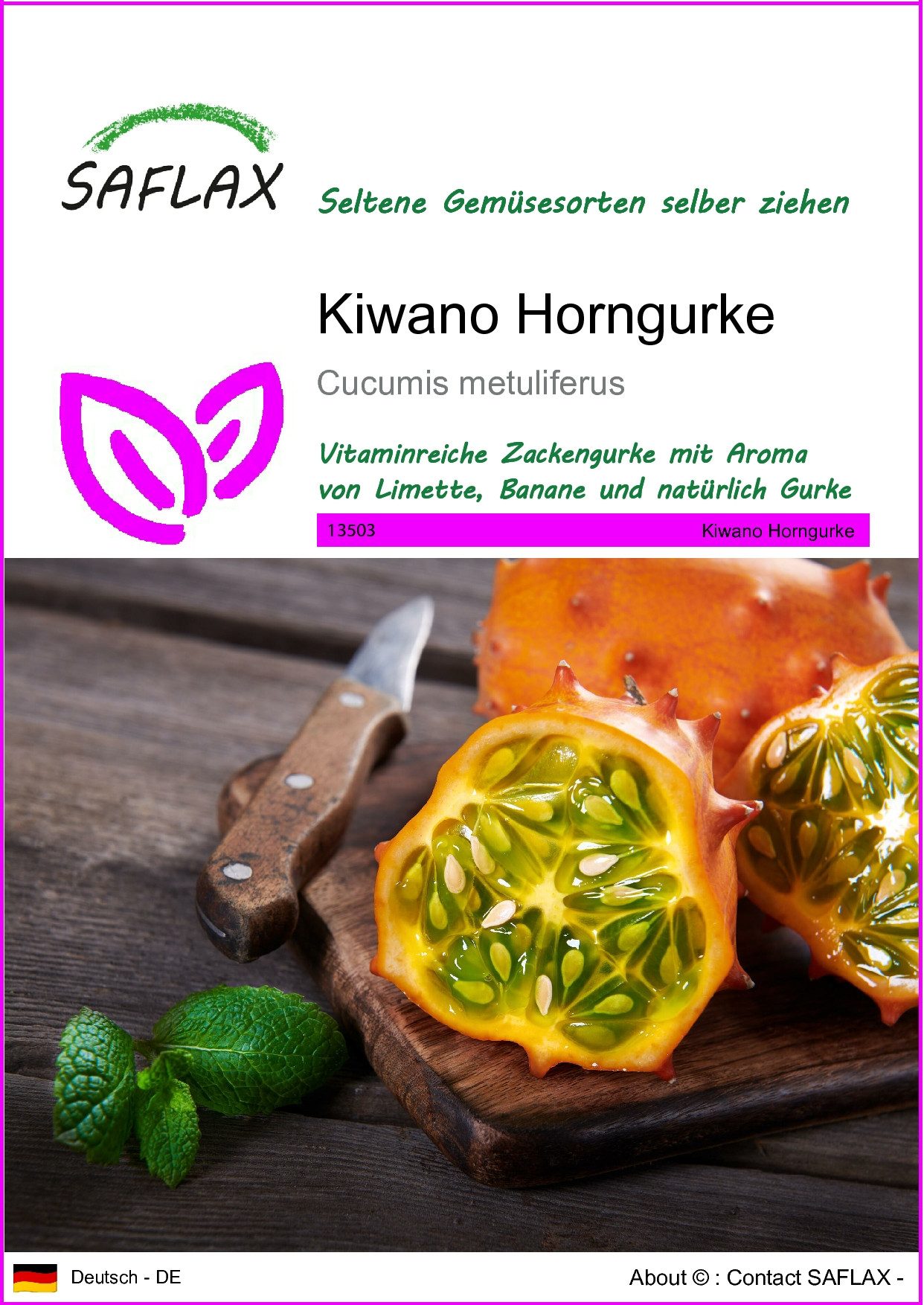 Gemüsesamen SAFLAX - Samen - Kiwano Horngurke