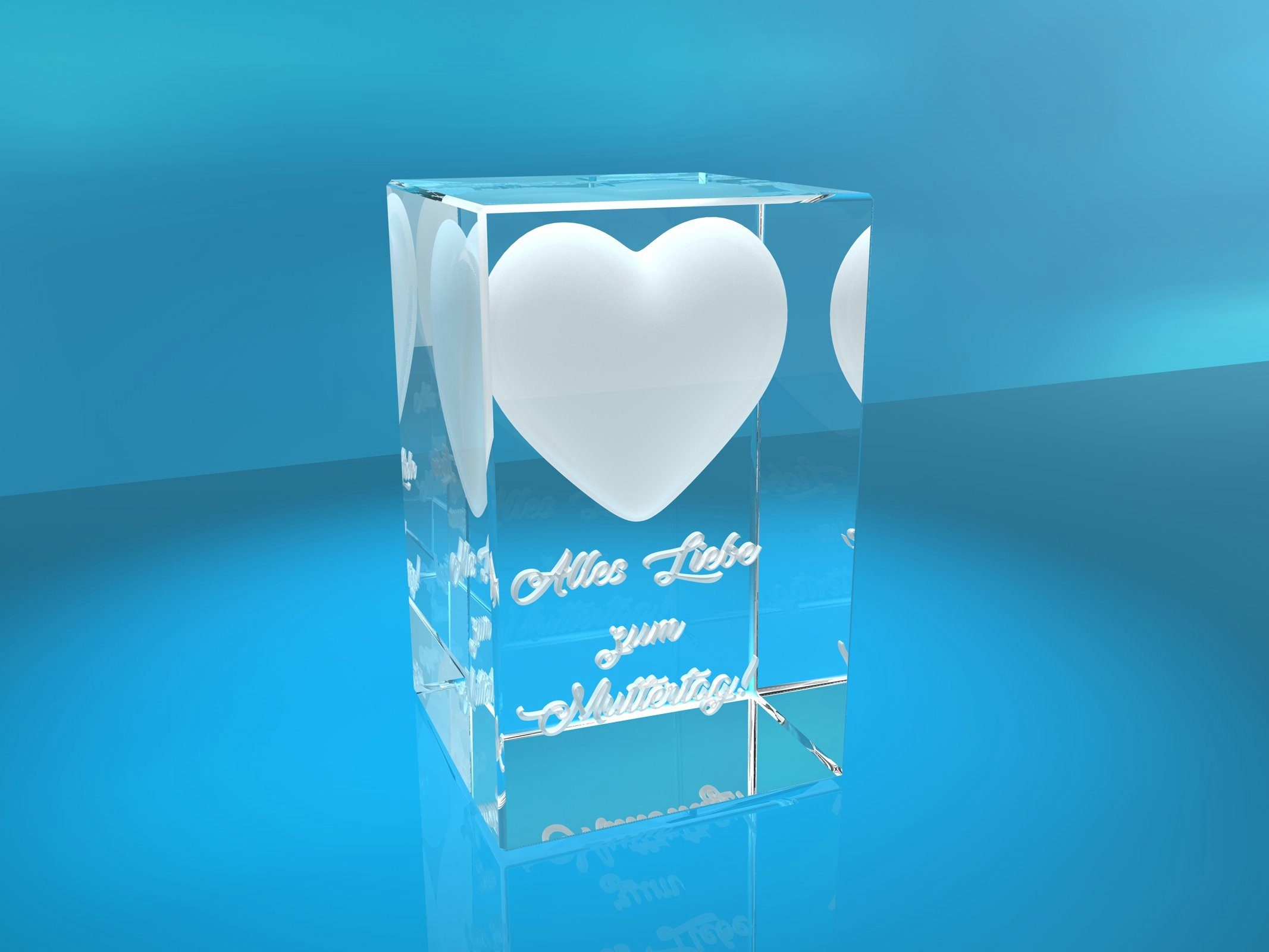 Alles Muttertag!, Familienbetrieb I VIP-LASER zum Liebe Geschenkbox, 3D Made Dekofigur Glasquader I Hochwertige Herz in Germany,