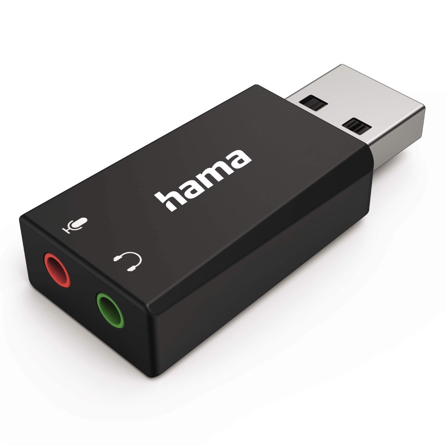 Hama USB Soundkarte 2.0 Stereo Extern Sound-Card Extern USB-Soundkarte, USB Audio Adapter DAC 2x 3,5mm Kupplung Buchse für Notebook Laptop PC