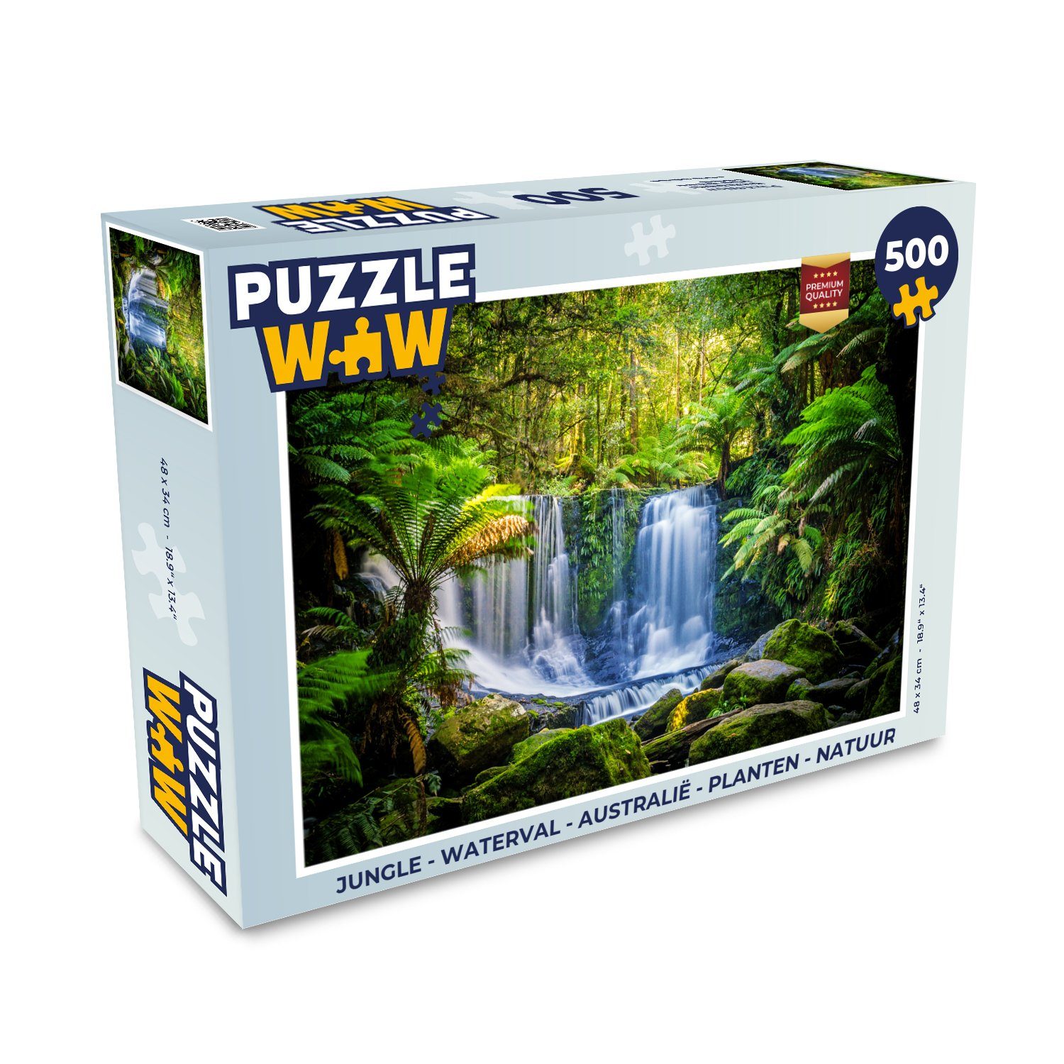 MuchoWow Puzzle Dschungel - Wasserfall - Australien - Pflanzen - Natur, 500 Puzzleteile, Foto-Puzzle, Bilderrätsel, Puzzlespiele, Spielzeug