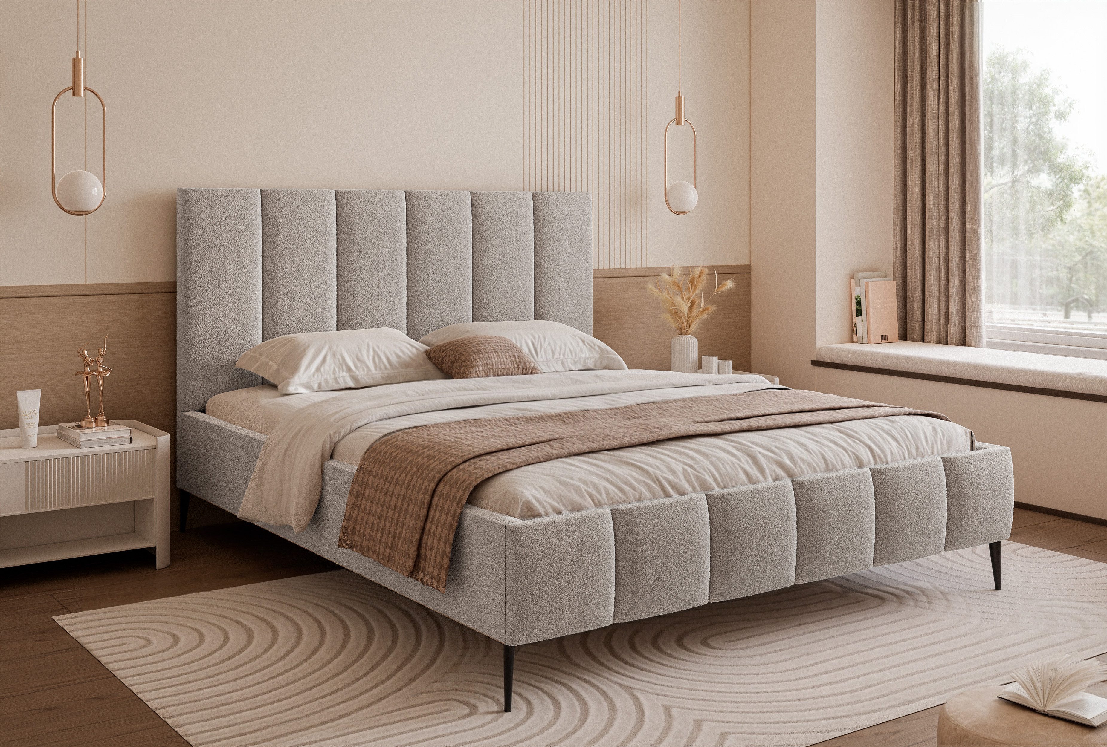 Goldstoff Polsterbett Elegantes Bett mit hohem günstig online kaufen