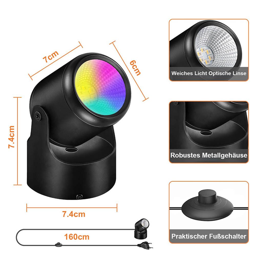 Sunicol LED Deckenspot RGBW dimmbare Spotlights, 16 Farbwechsel Wandleuchte günstig online kaufen