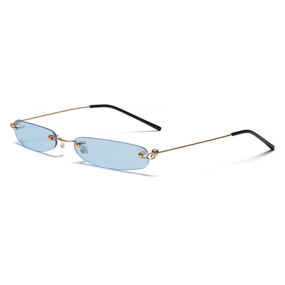 longziming Sonnenbrille »Mode Rahmenlose Sonnenbrille für Frauen Männer,  Ultrakleine Retro Rechteck Gradient Lens Rimless Eyewear, Quadratische durchsichtige  Sonnenbrille,Blau Brille« (1-St)