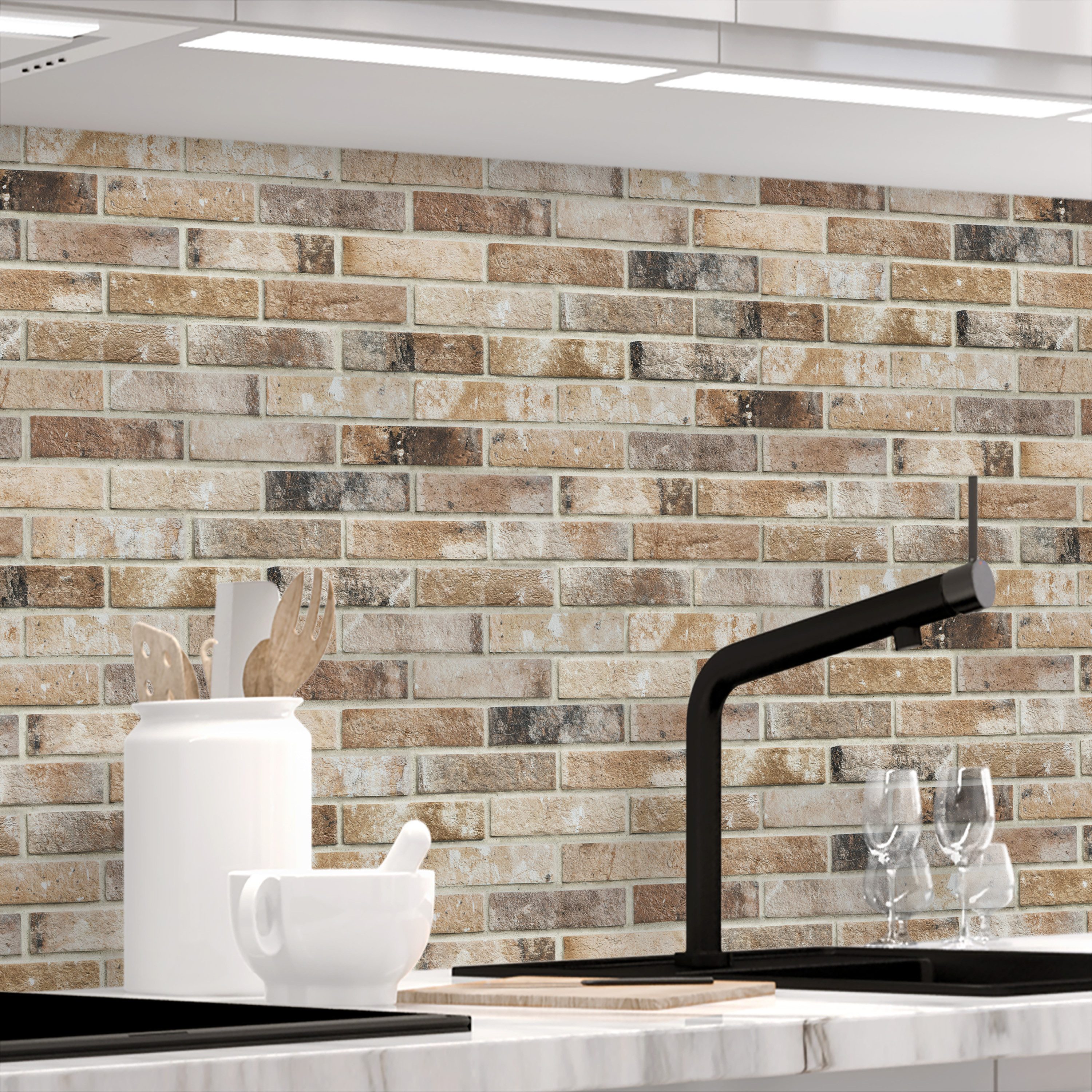 Stickerprofis Küchenrückwand LOFT BROWN (Matt-Finish), (Premium), 1,5mm, selbstklebend, hält auf besonders vielen Öberflächen