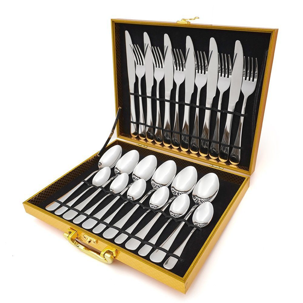 Faizee Home Besteck-Set Besteck Set Edelstahl 24pcs (24-tlg), Edelstahl