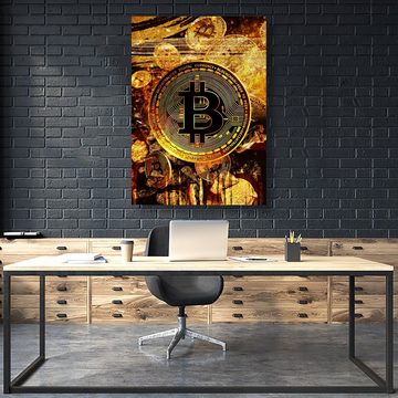 ArtMind XXL-Wandbild Bitcoin - Goldbaren, Premium Wandbilder als Poster & gerahmte Leinwand in 4 Größen, Wall Art, Bild, Canva