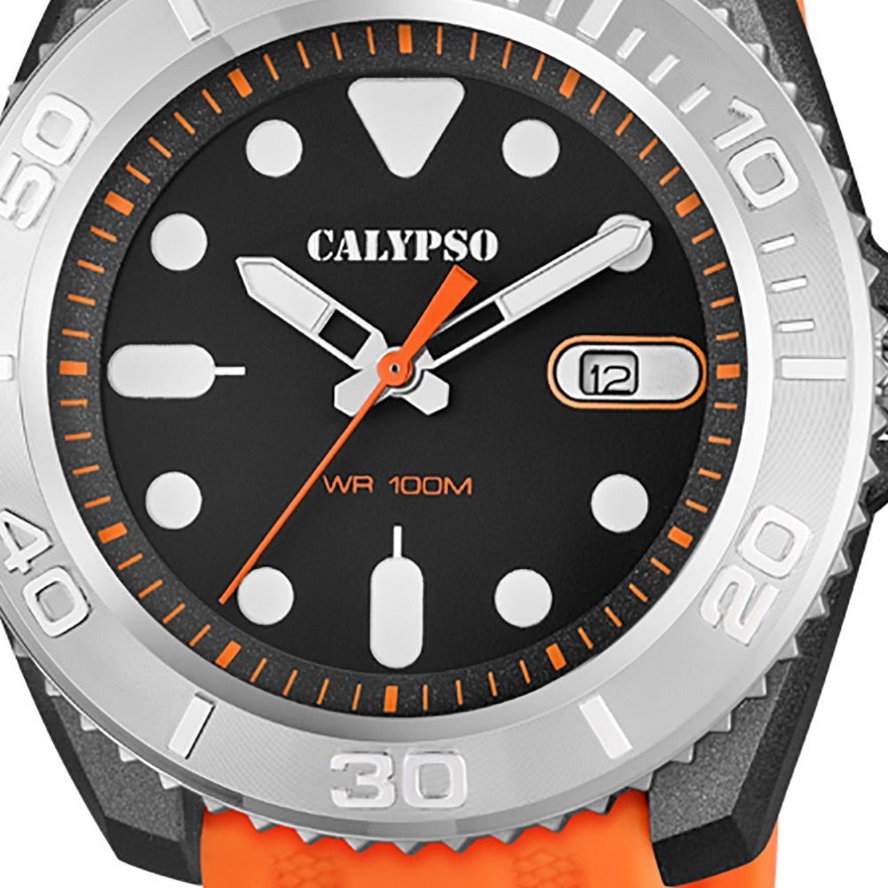 Herren Uhren CALYPSO WATCHES Quarzuhr UK5794/1 Calypso Herren Uhr Analog Outdoor, Herren Armbanduhr rund, Kunststoffarmband oran