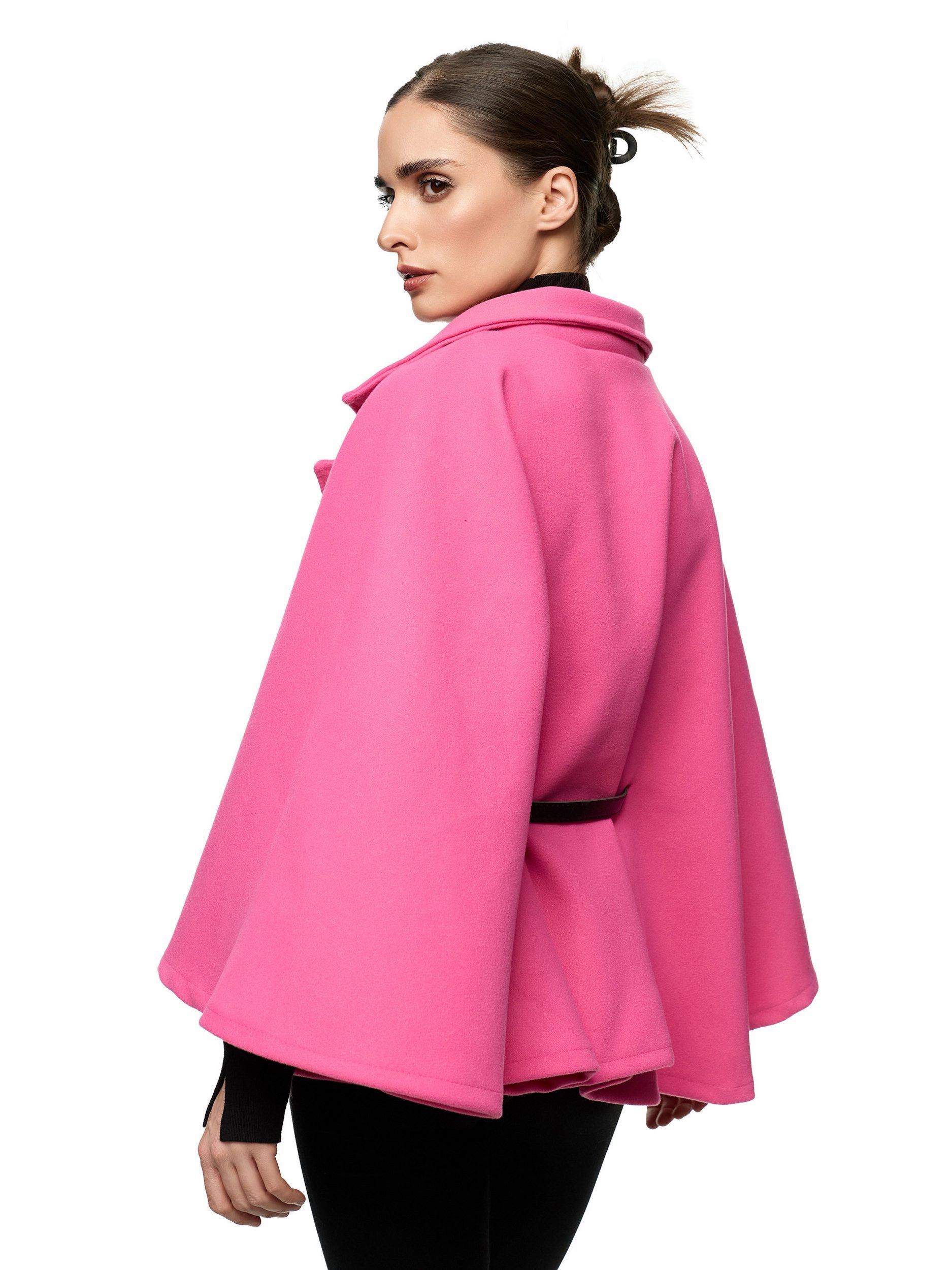 Worldclassca Poncho Worldclassca Poncho Crop Jacke Elegant Umhang Stehkragen mit Gürtel Neue Kollektion - Stilvolle und gemütliche Mode für Damen