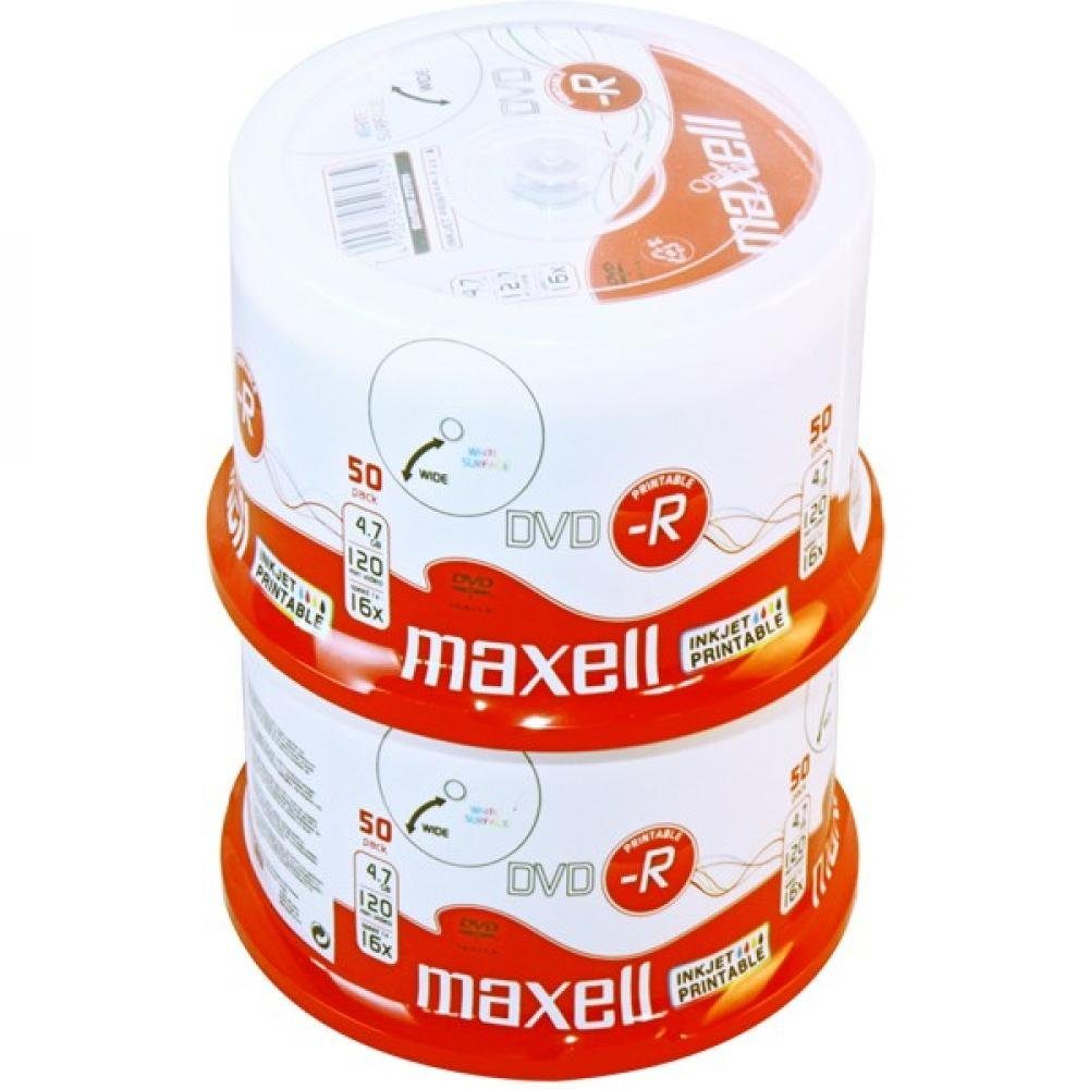 Maxell DVD-Rohling DVD-R 4,7 GB Maxell 16x Speed fullprintable in Cakebox 100 Stk