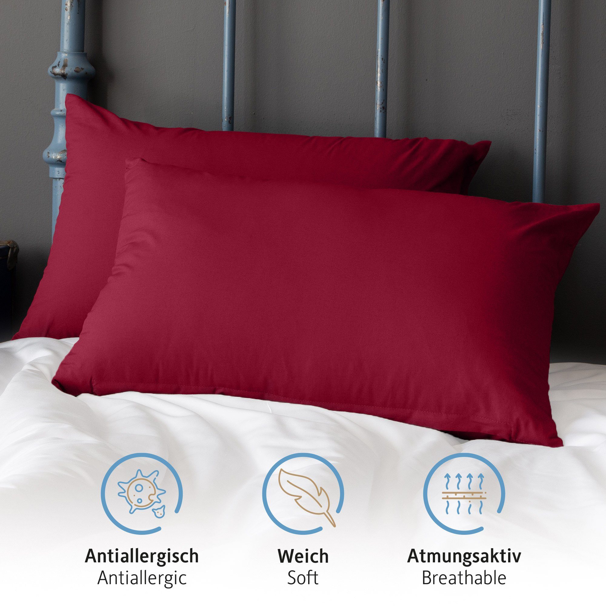 Komfortec Kissenbezug Premium Kopfkissenbezug, gebürstet 100% günstig online kaufen