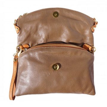 FLORENCE Umhängetasche Florence 3in1 Damen & Abendtasche (Umhängetasche), Damen Leder Umhängetasche, Clutch, Handgelenktasche, taupe tan ca.23cm