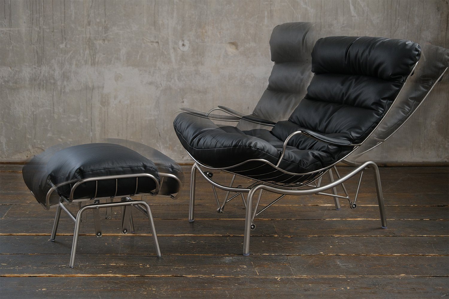 Relaxsessel mit Farben Hocker schwarz ROWA, Sessel Leder verschiedene KAWOLA
