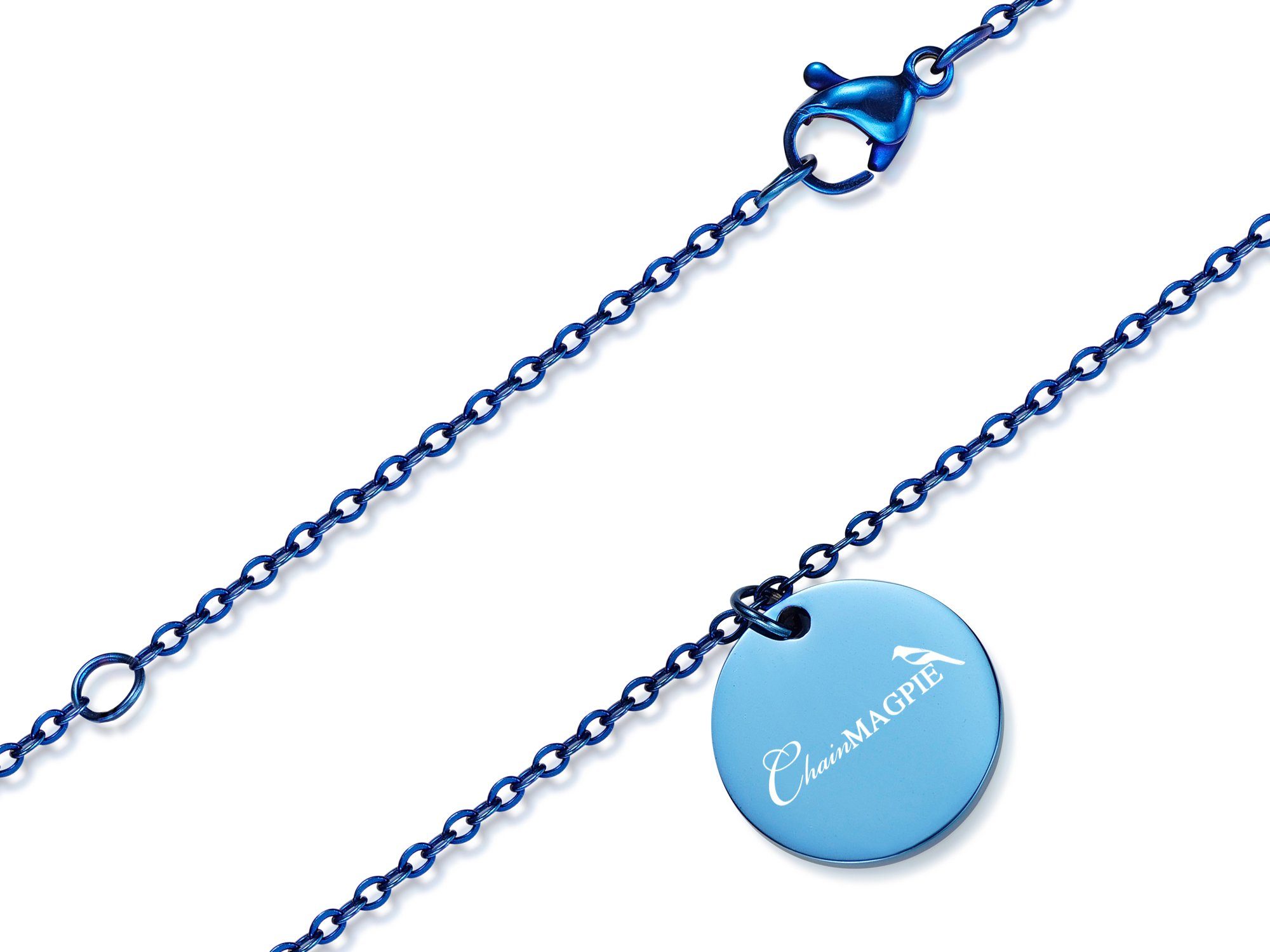 Silberkettenstore Kette mit Anhänger Farben - Halskette Edelstahl, Herz blue mit vier zwei Anhänger und Längen wählbar