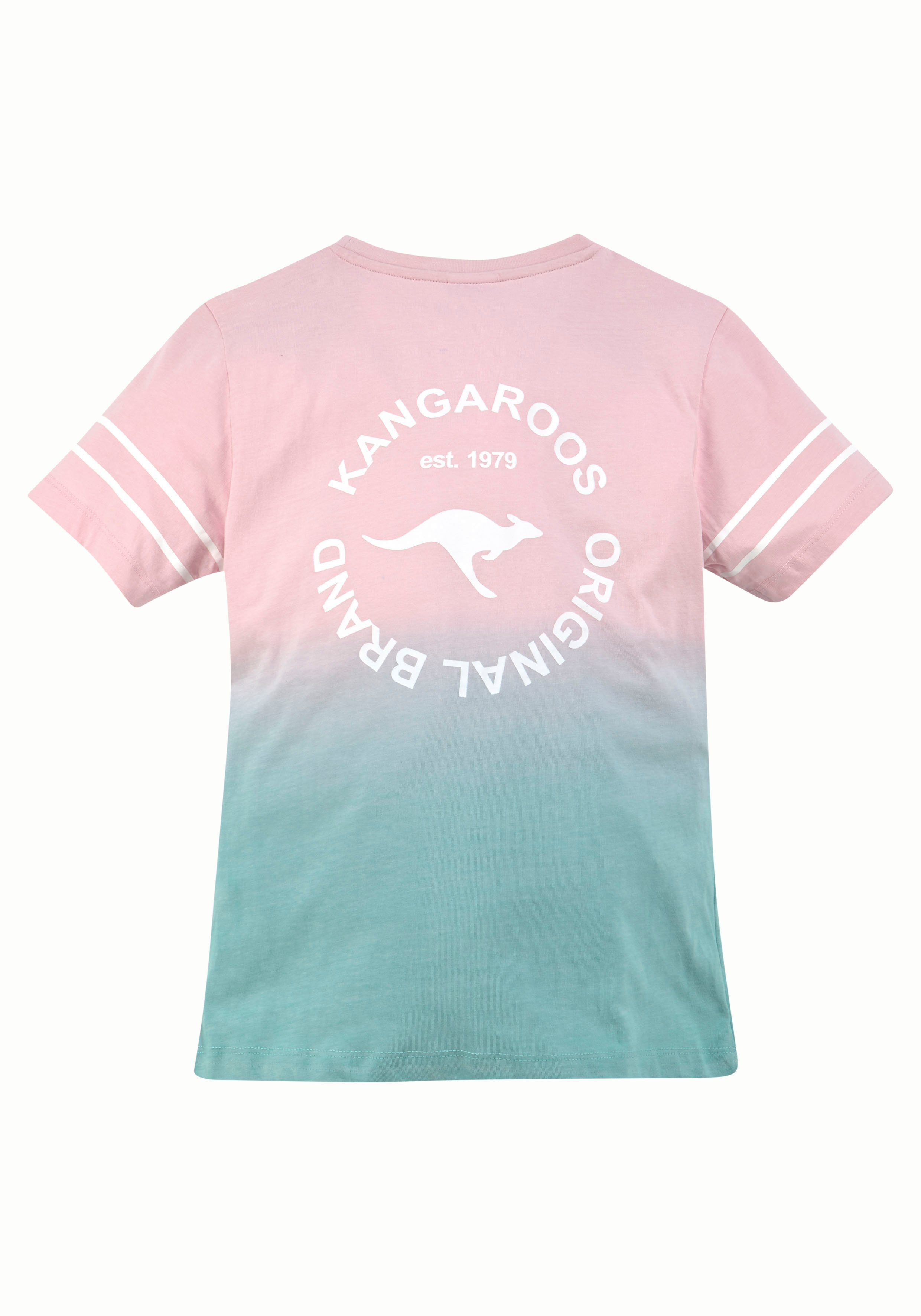 KangaROOS T-Shirt Kangaroos mit trendigem Farbverlauf kurzärmelig, bequeme Passform, mit Logodruck, Rundhalsausschnitt