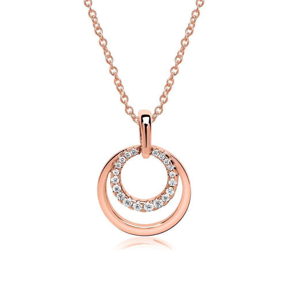 Unique Kettenanhänger Kette mit Kreis Anhänger und Zirkonia Rosé SP0870 – Bild 2 von 2