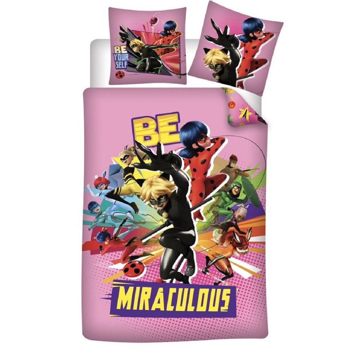 Miraculous - Ladybug Bettwäsche -Set 140x200 cm – Bettbezug und Kissenbezug aus Microfaser