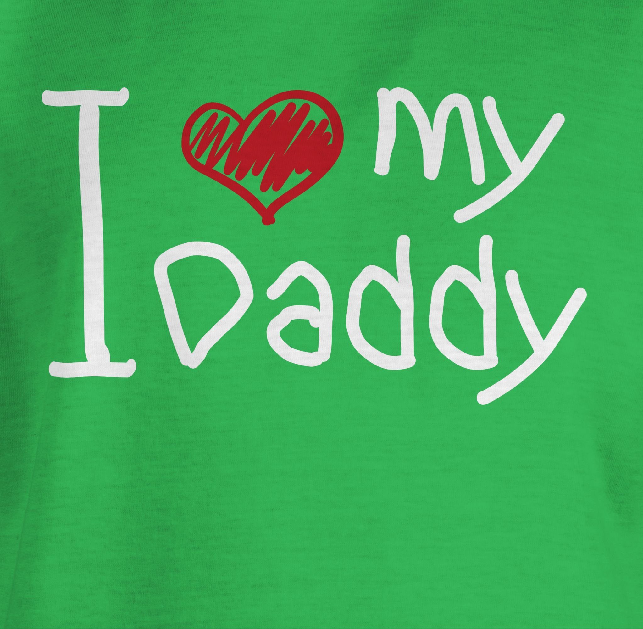 Shirtracer T-Shirt I weiß für Vatertag Daddy Grün 3 Geschenk quer Papa my love