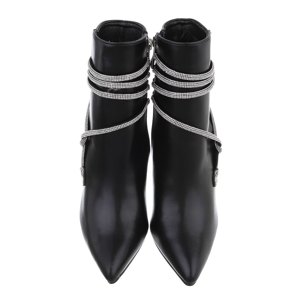 Ital-Design Damen Abendschuhe Elegant High-Heel-Stiefelette (84989584) Pfennig-/Stilettoabsatz High-Heel Stiefeletten in Schwarz