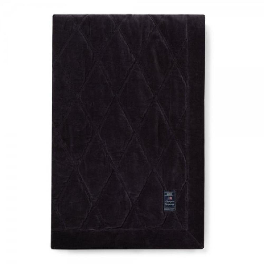 Wohndecke LEXINGTON Tagesdecke Quilted Organic Cotton Velvet Dark Gray (160x240), Lexington