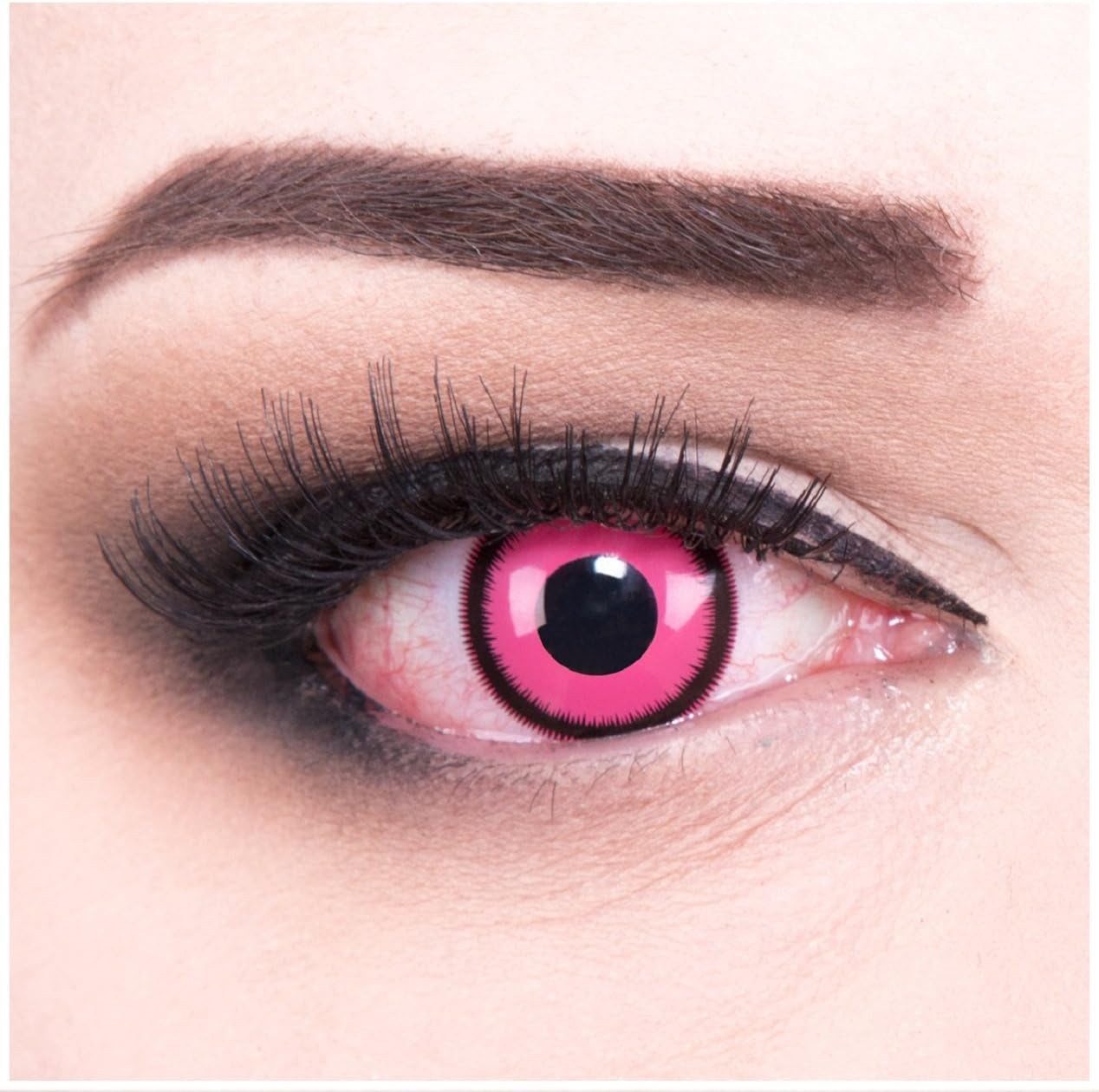 MeralenS Jahreslinsen rosa 'Rose Lunatic' Manga Fun Linsen 1 Paar. Halloween & Cosplay