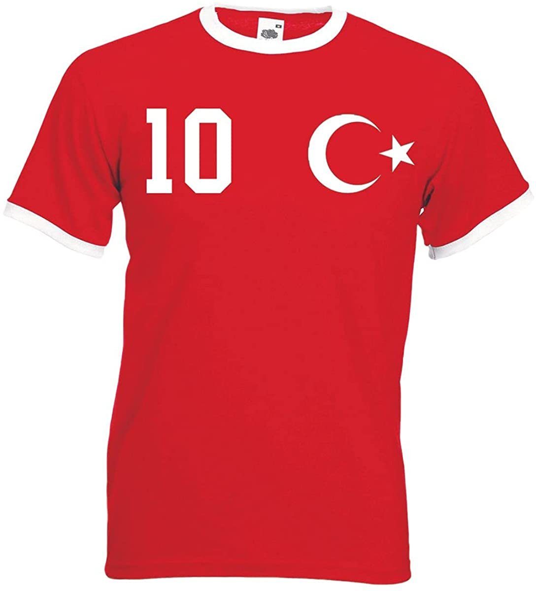 Youth Herren im trendigem Trikot Designz T-Shirt Look Türkei Motiv T-Shirt Fußball Rot mit