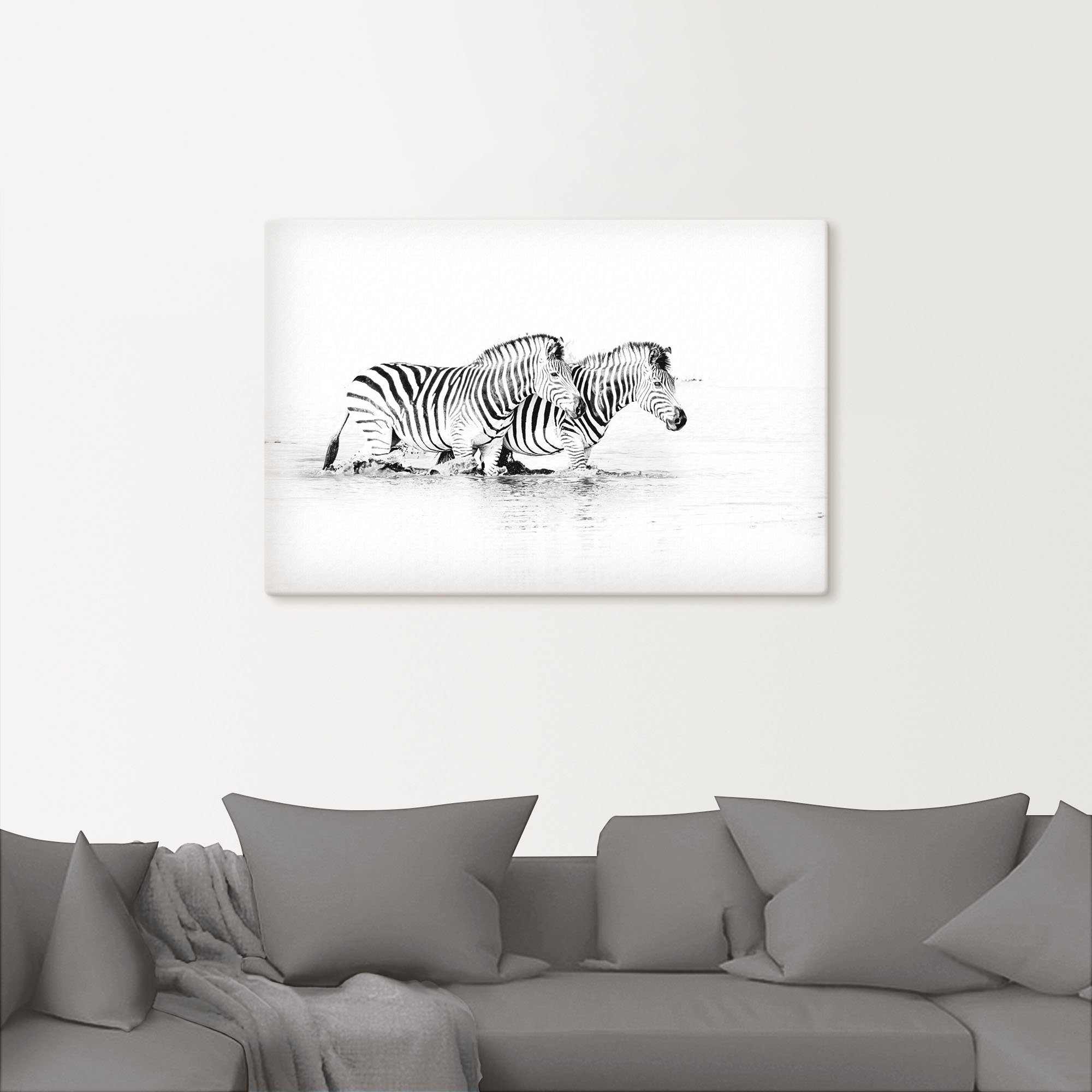 Artland Wandbild »Zebras parallel im Wasser«, Zebra Bilder (1 Stück), in vielen Größen & Produktarten - Alubild / Outdoorbild für den Außenbereich, Leinwandbild, Poster, Wandaufkleber / Wandtattoo auch für Badezimmer geeignet-kaufen