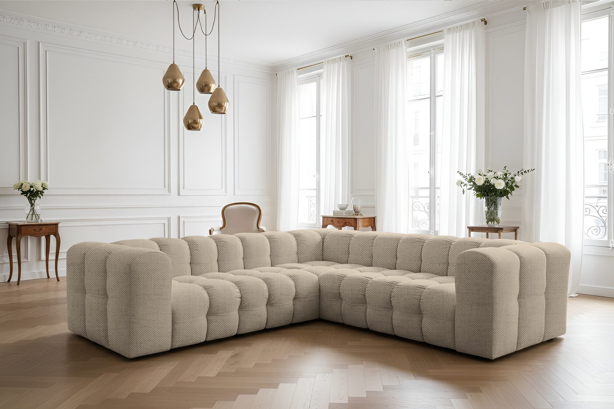 yourhouse24 Ecksofa Symmetrisches BLOOM 270x270 cm, Design Lounge-Sofa, Bubble-Optik, Made in Europe