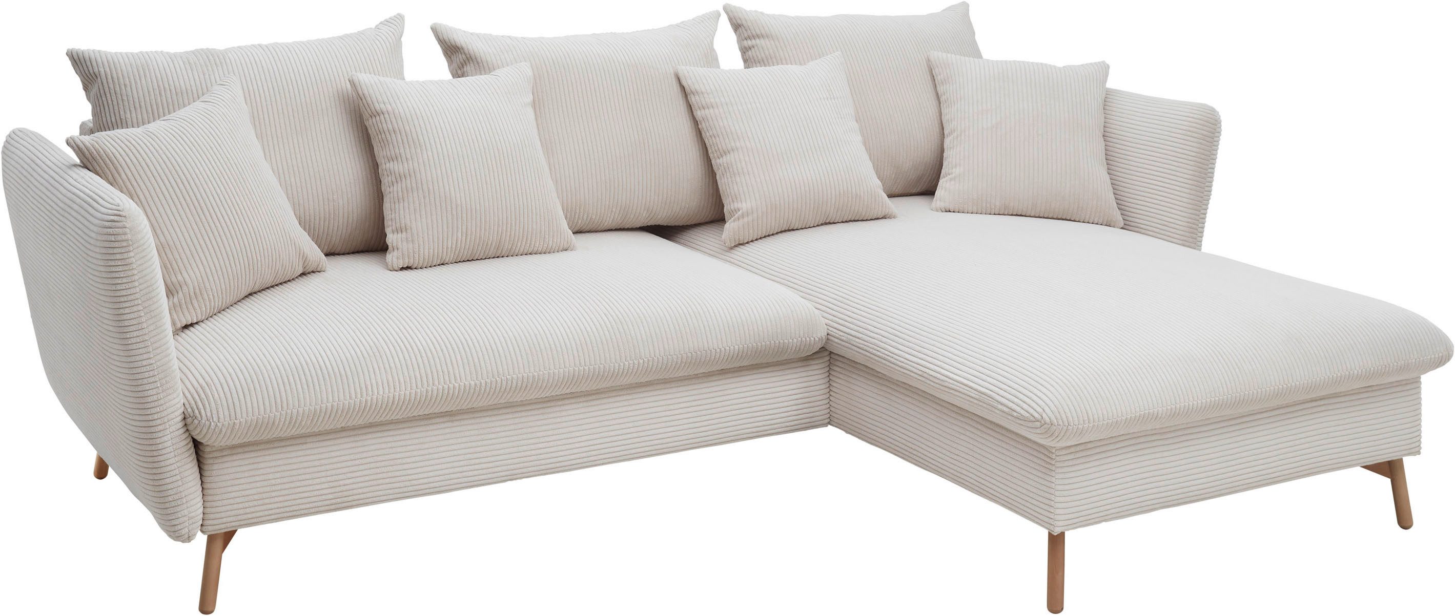 OTTO home Ecksofa MERLE, 258 cm, L-Form, traumhafter Cord, mit Bettfunktion und Bettkasten, Liegefläche 224 x 139