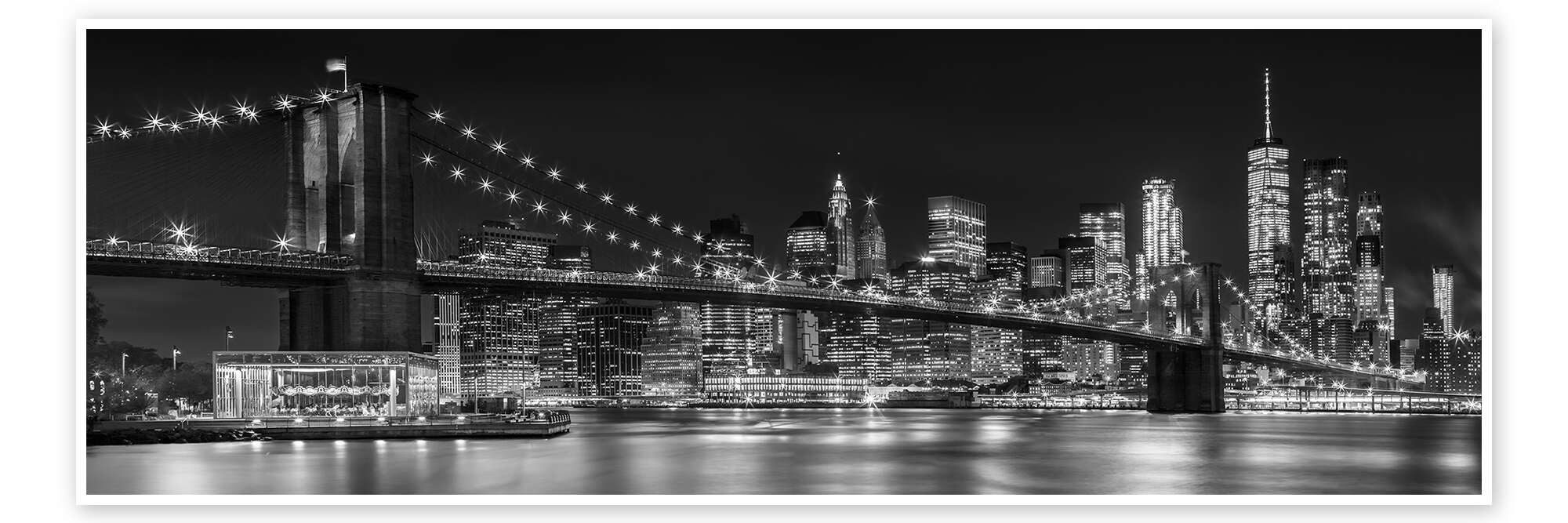 Posterlounge Wandbild New York City Night Skyline, Melanie Viola, erhältlich als Poster, Leinwandbild, Wandsticker oder Acrylglasbild