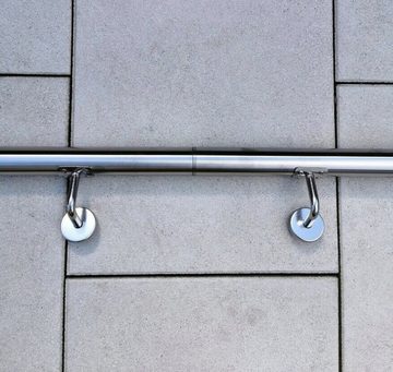 BruKa Handlauf Handlauf FLEXI V2A Edelstahl Wandhandlauf Geländer Treppe Stange Griff Brüstung 1 - 10 Meter länge wählbar, 100 cm Gesamtlänge