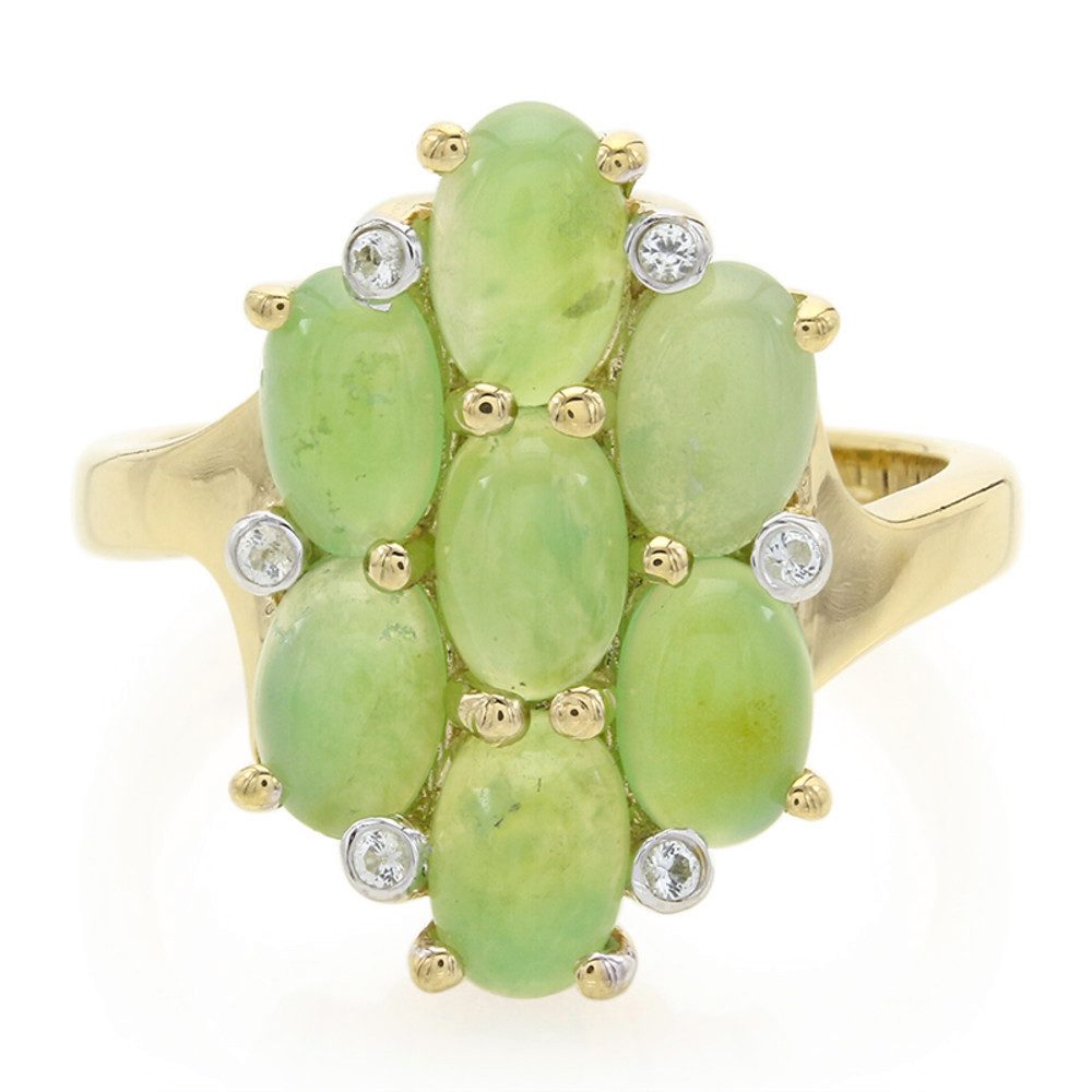 Cavill Cavill Ring aus 925er Silber, 1,94 ct Chrysopras, gelbvergoldet (1-tlg)