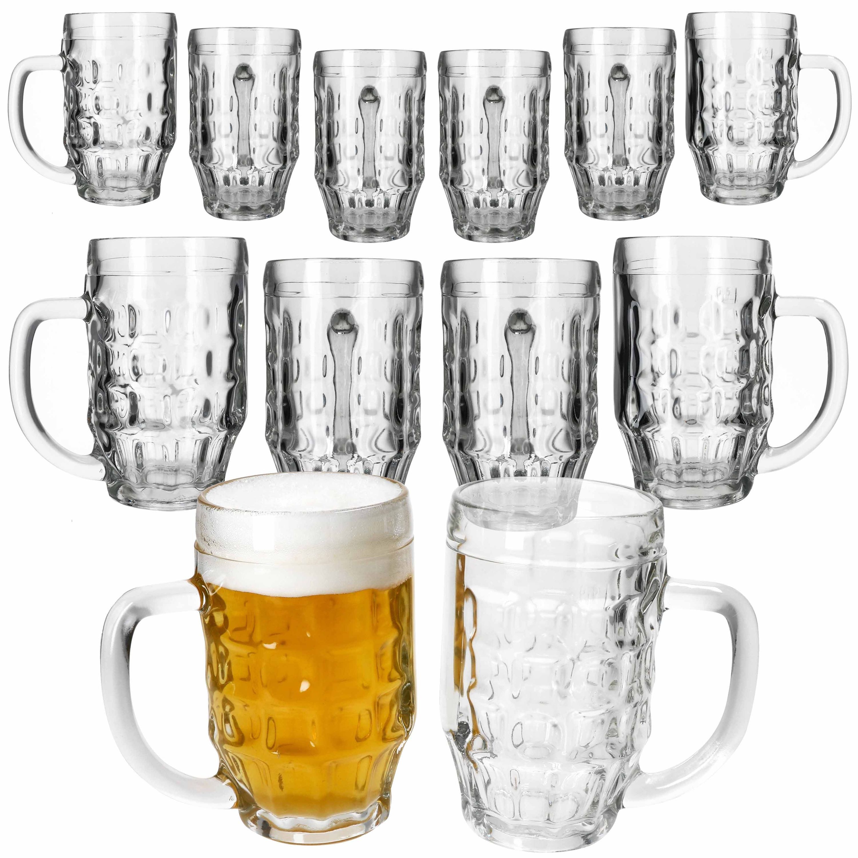 MamboCat Bierglas MamboCat 12er Set Mani Bierkrug 0,5L geeicht Schild Henkel Seidel Glas, Glas
