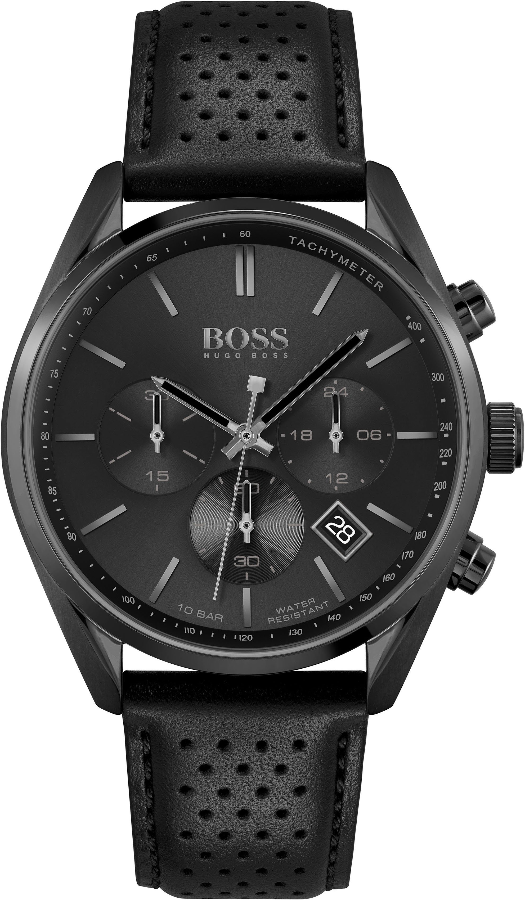 BOSS Chronograph Champion, 1513880, Quarzuhr, Herrenuhr, Armbanduhr, Stoppfunktion, Datum, Tachymeter
