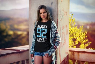 Neverless Print-Shirt Damen T-Shirt Aloha Hawaii Summer Palm Leafs Slim Fit Neverless® mit Print