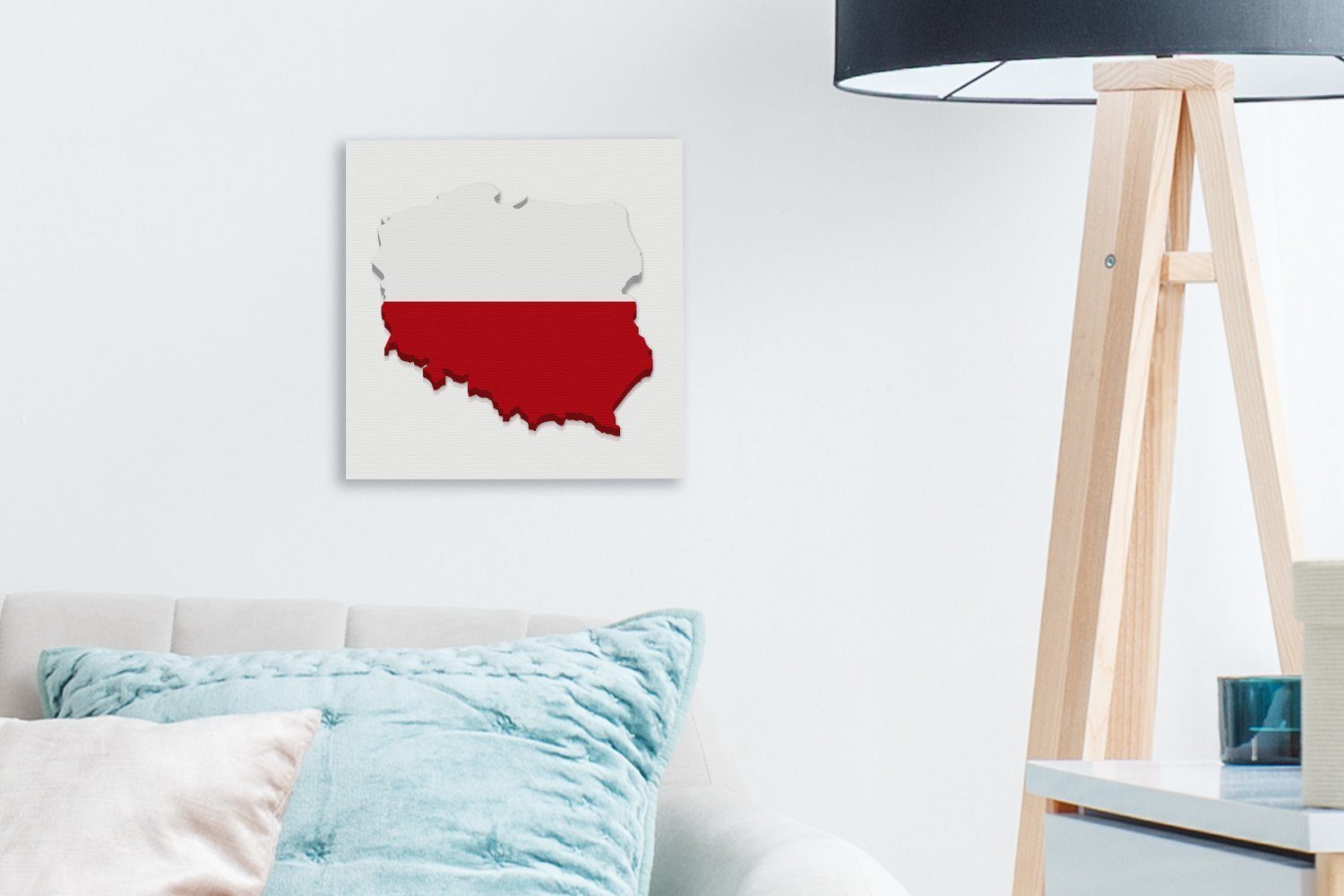 Leinwand Farben OneMillionCanvasses® der Polen Flagge, von Illustration Bilder Schlafzimmer den in Wohnzimmer Leinwandbild St), (1 für