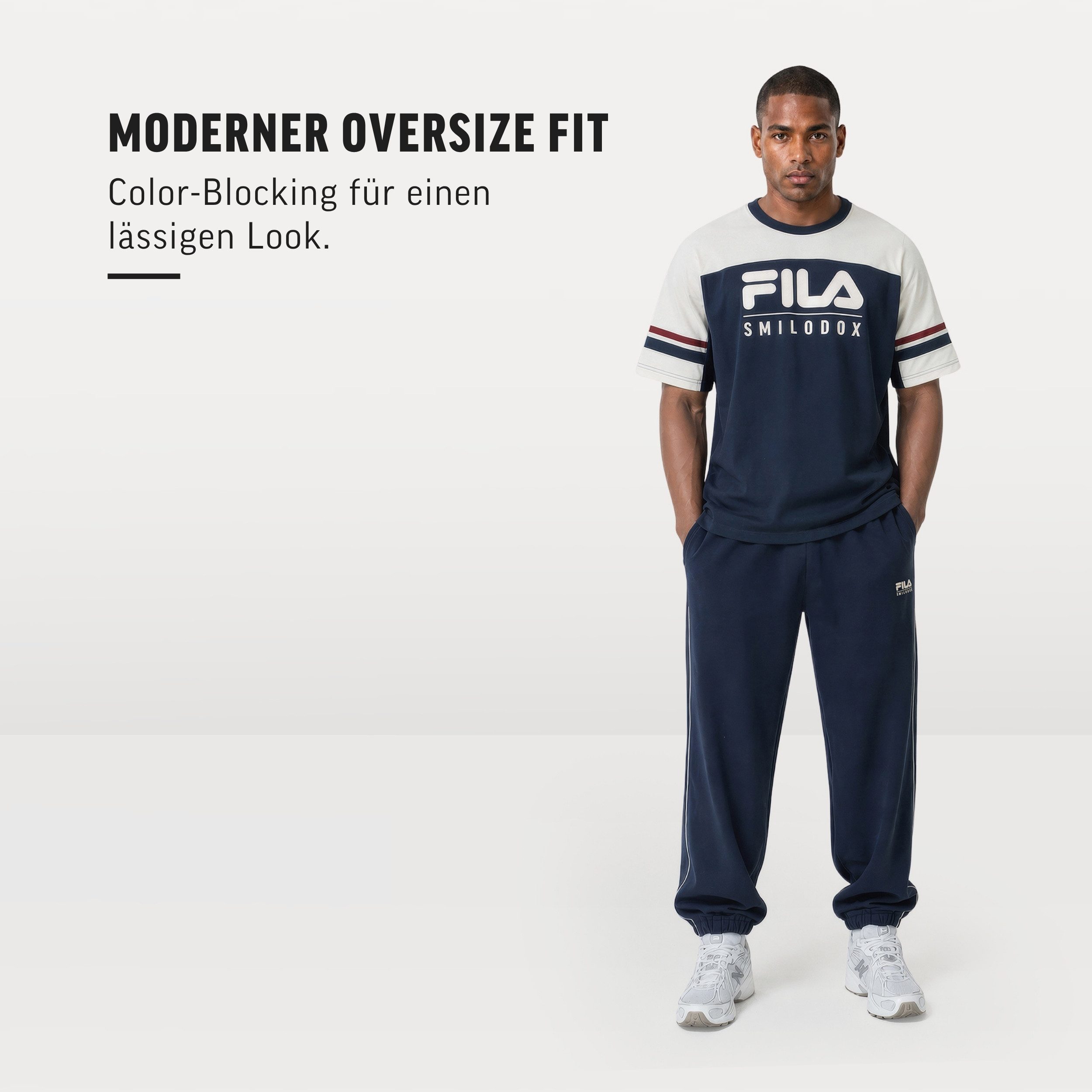 Smilodox T-Shirt Rovigo Herren, FILA Oversize Shirt, Baumwolle, für Gym & Streetwear FILA Kollaboration, Urban Style, Boxy Fit, Gymwear